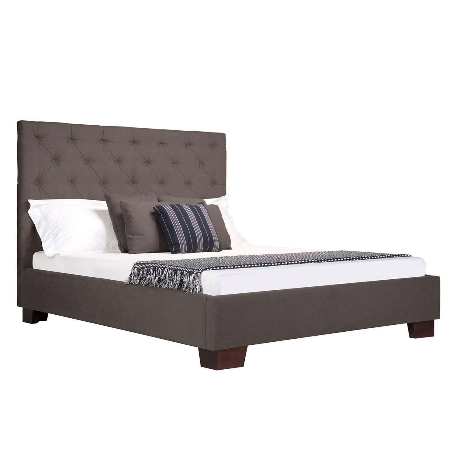 goedkoop Gestoffeerd bed Tilia I geweven stof 160 x 200cm Hoekige voet Stof Naya Bruin Fredriks