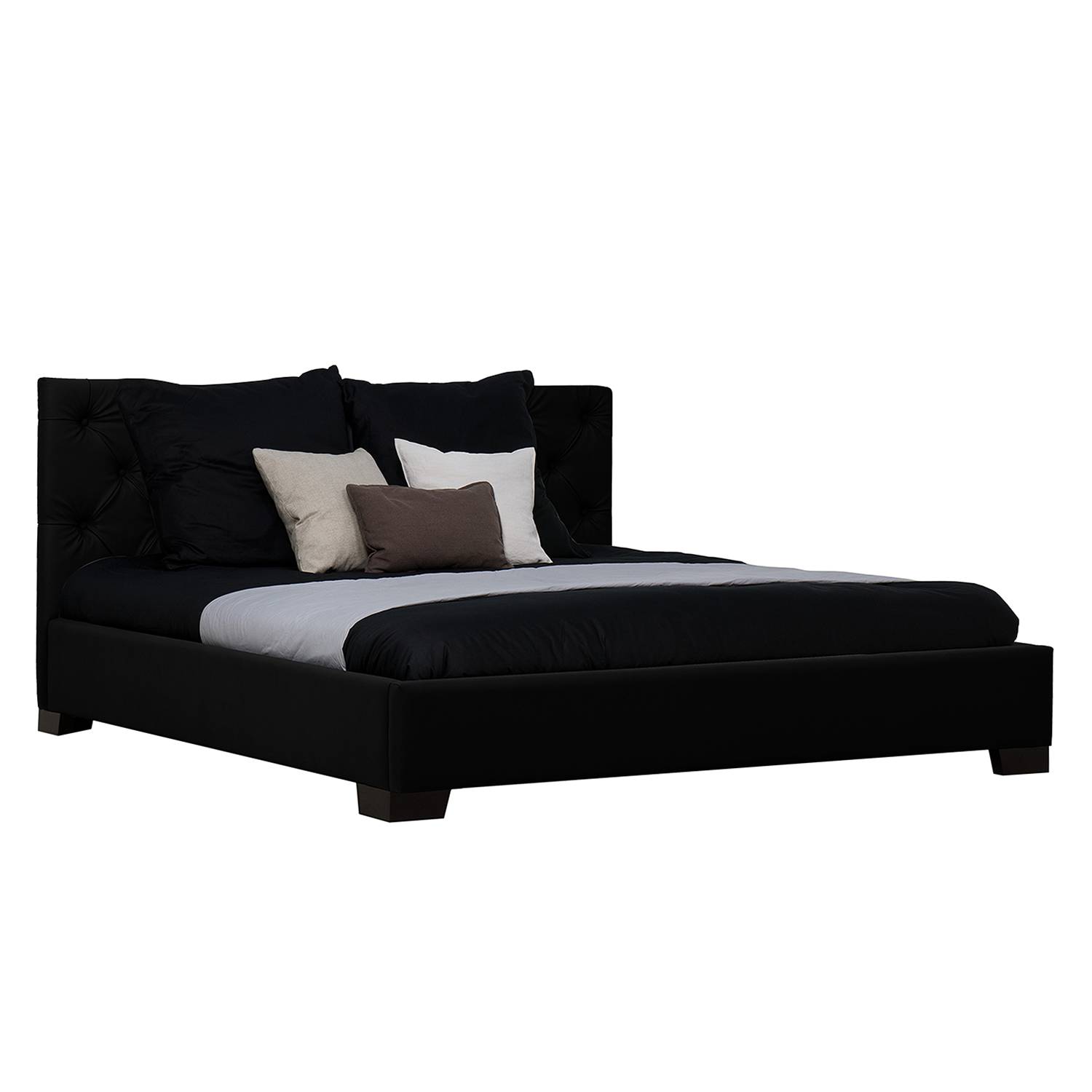 home24 Fredriks Polsterbett Tilia II 160x200 cm Echtleder Schwarz