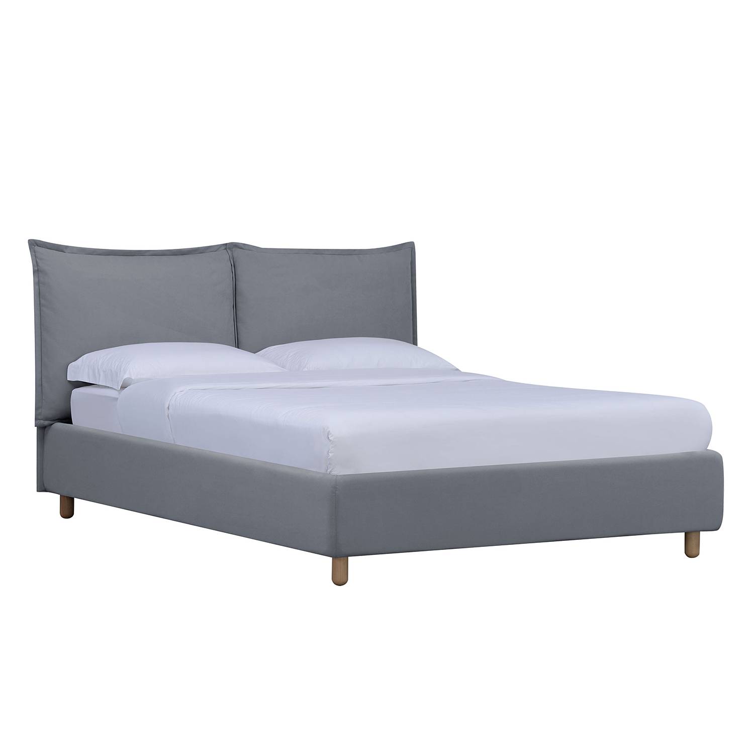 goedkoop Gestoffeerd bed Versa I 140 x 200cm Met bedlade Natuurlijk beukenhout Stof Valona Zilverkleurig Studio Copenhagen