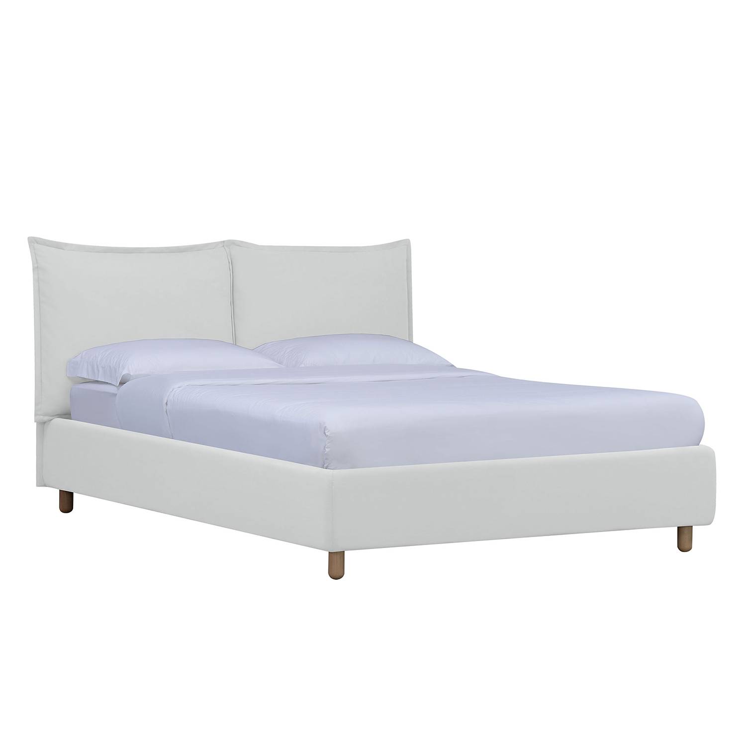 goedkoop Gestoffeerd bed Versa I 160 x 200cm Geen bedlade Natuurlijk beukenhout Stof Valona Crèmekleurig Studio Copenhagen