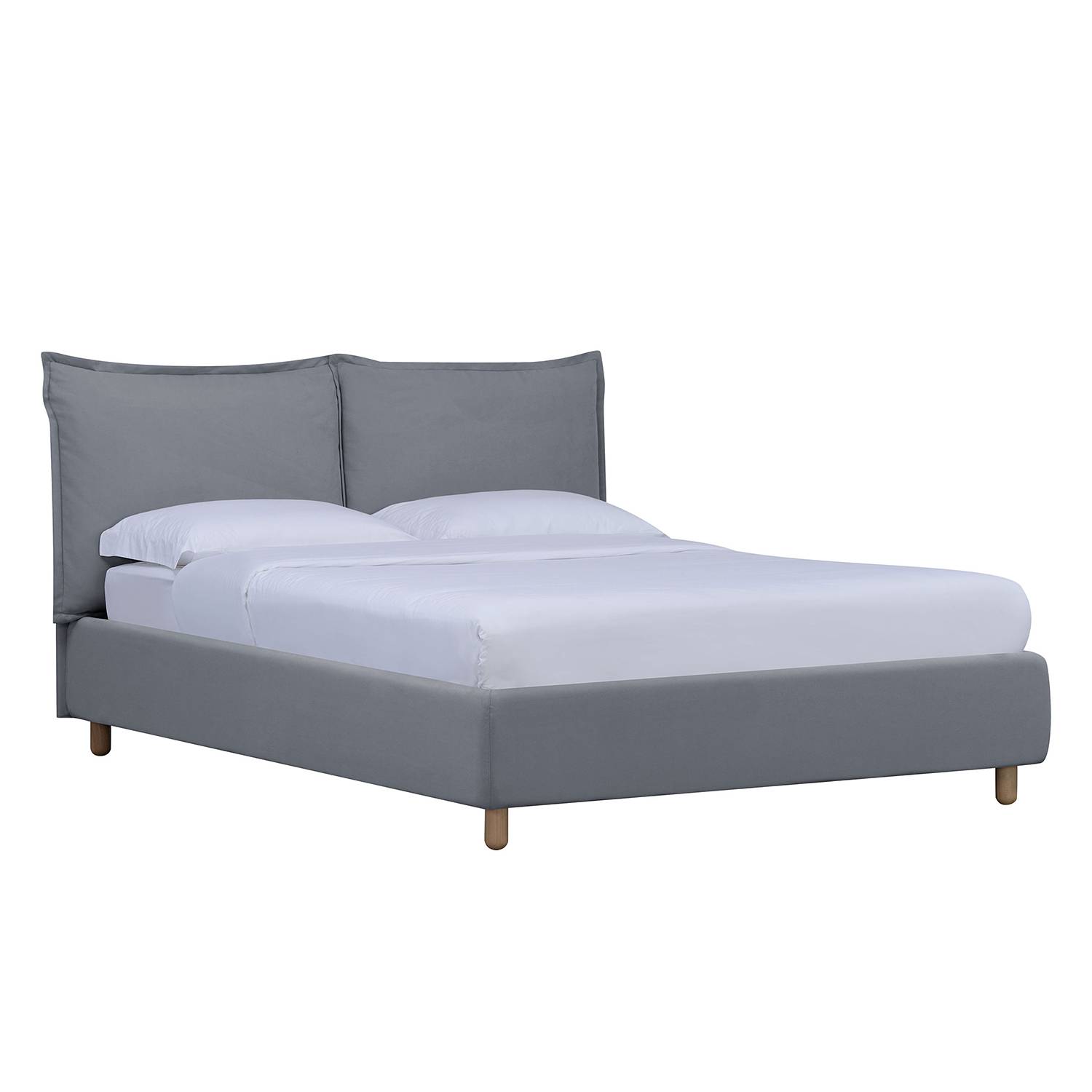 goedkoop Gestoffeerd bed Versa I 180 x 200cm Geen bedlade Natuurlijk beukenhout Stof Valona Zilverkleurig Studio Copenhagen