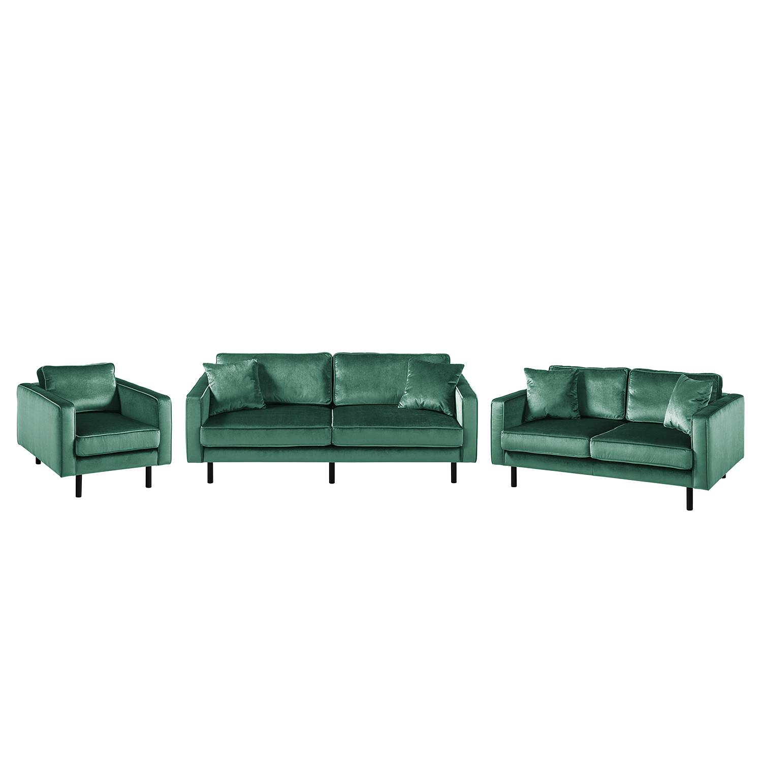 goedkoop Bankstellen Edina 3zitsbank 2zitsbank fauteuil fluweel Zeegroen Eva Padberg Collection