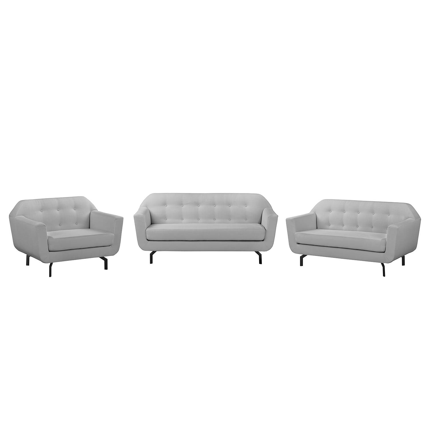 goedkoop Bankstellen Giarra 3zitsbank 2zitsbank fauteuil structuurstof Lichtgrijs Morteens