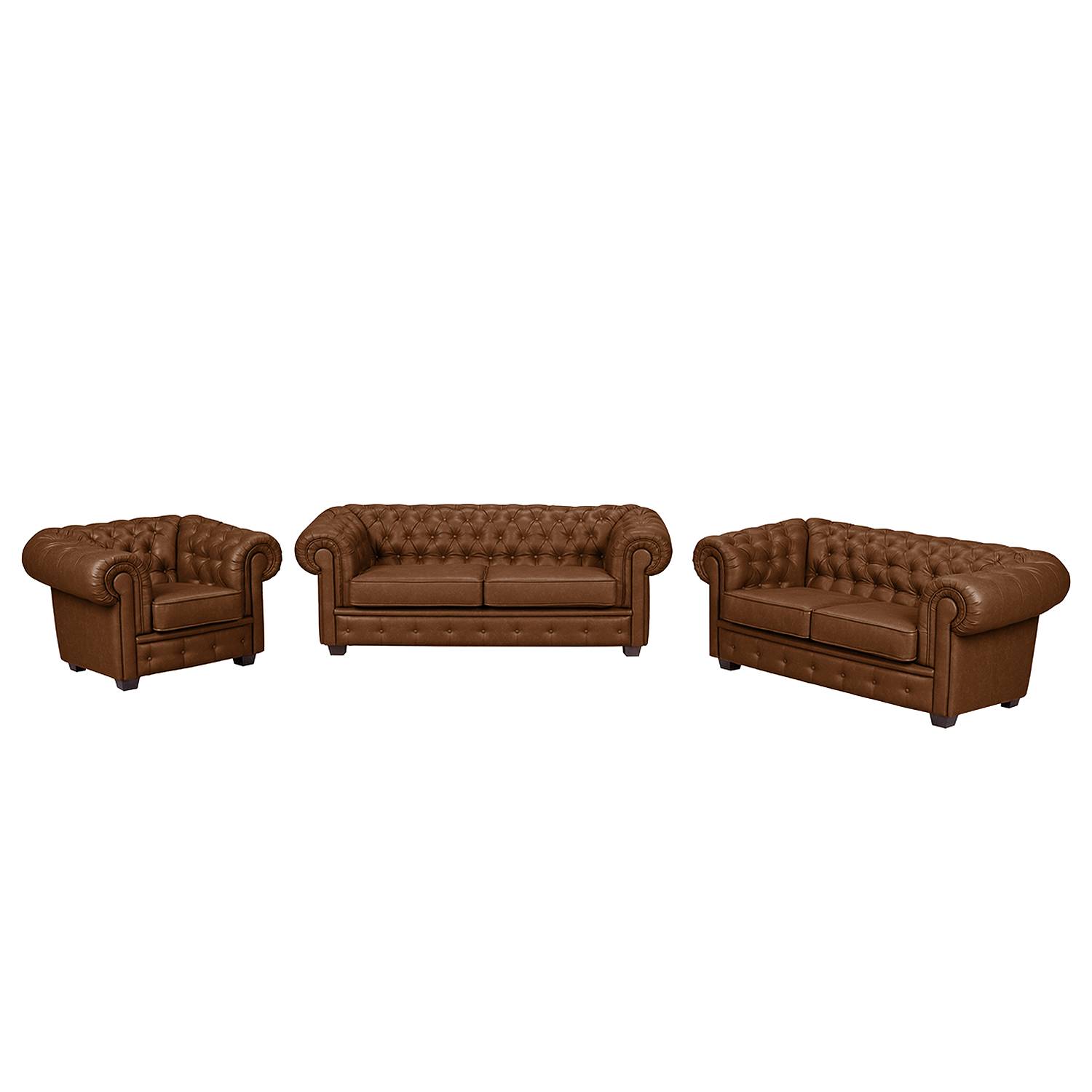 goedkoop Bankstellen Gowen I 3zitsbank 2zitsbank fauteuil kunstleer Cognackleurig ars manufacti