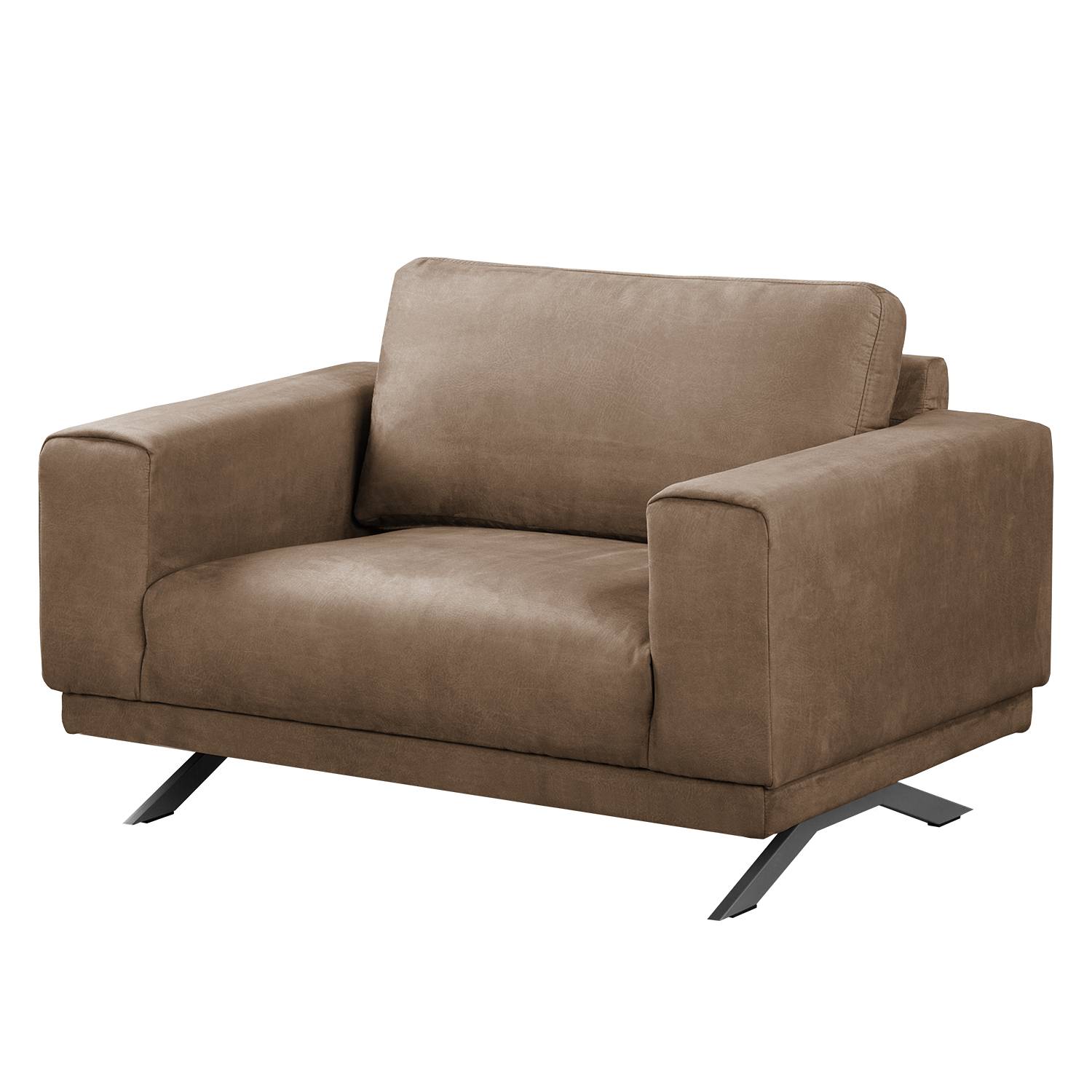 home24 Fredriks Sessel Ramilia Congo Grau Microfaser 121x81x89 cm (BxHxT)