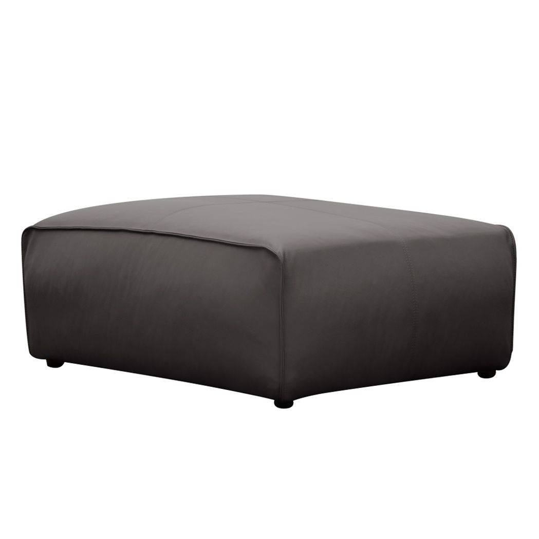 home24 Studio Copenhagen Polsterhocker Hudson Grau Echtleder 103x38x80 cm (BxHxT) Skandi