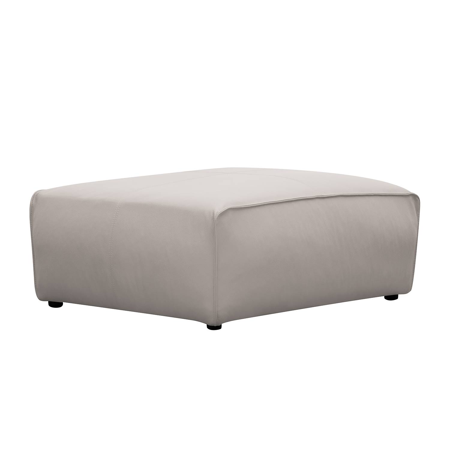 home24 Studio Copenhagen Polsterhocker Hudson Hellgrau Echtleder 103x38x80 cm (BxHxT) Skandi