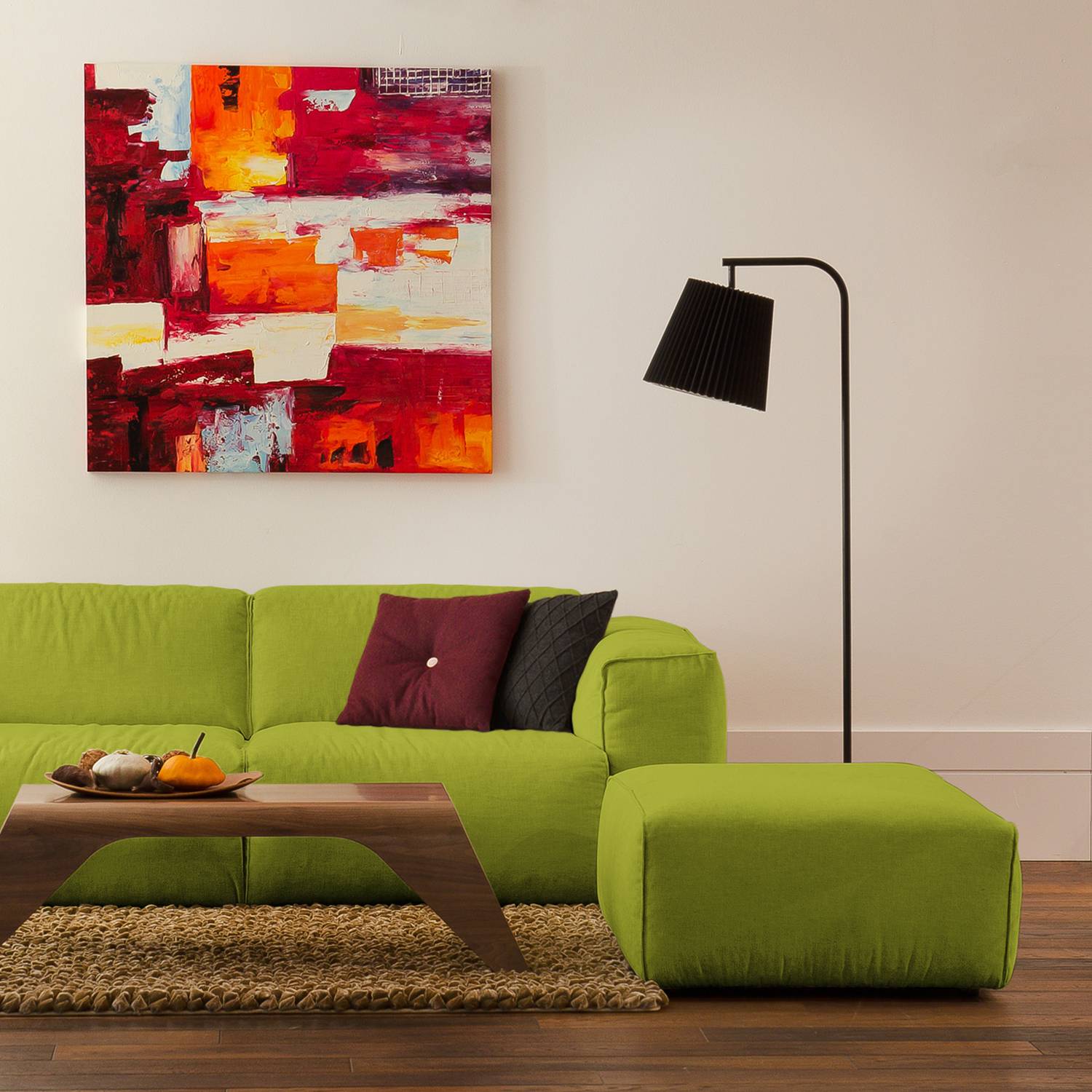home24 Studio Copenhagen Polsterhocker Hudson Grün Webstoff 103x38x80 cm (BxHxT) Skandi