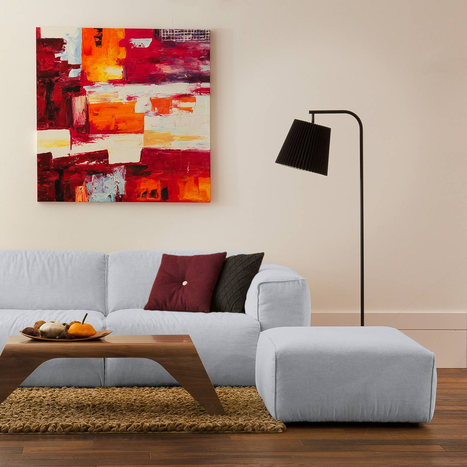 home24 Studio Copenhagen Polsterhocker Hudson Hellgrau Webstoff 103x38x80 cm (BxHxT) Skandi