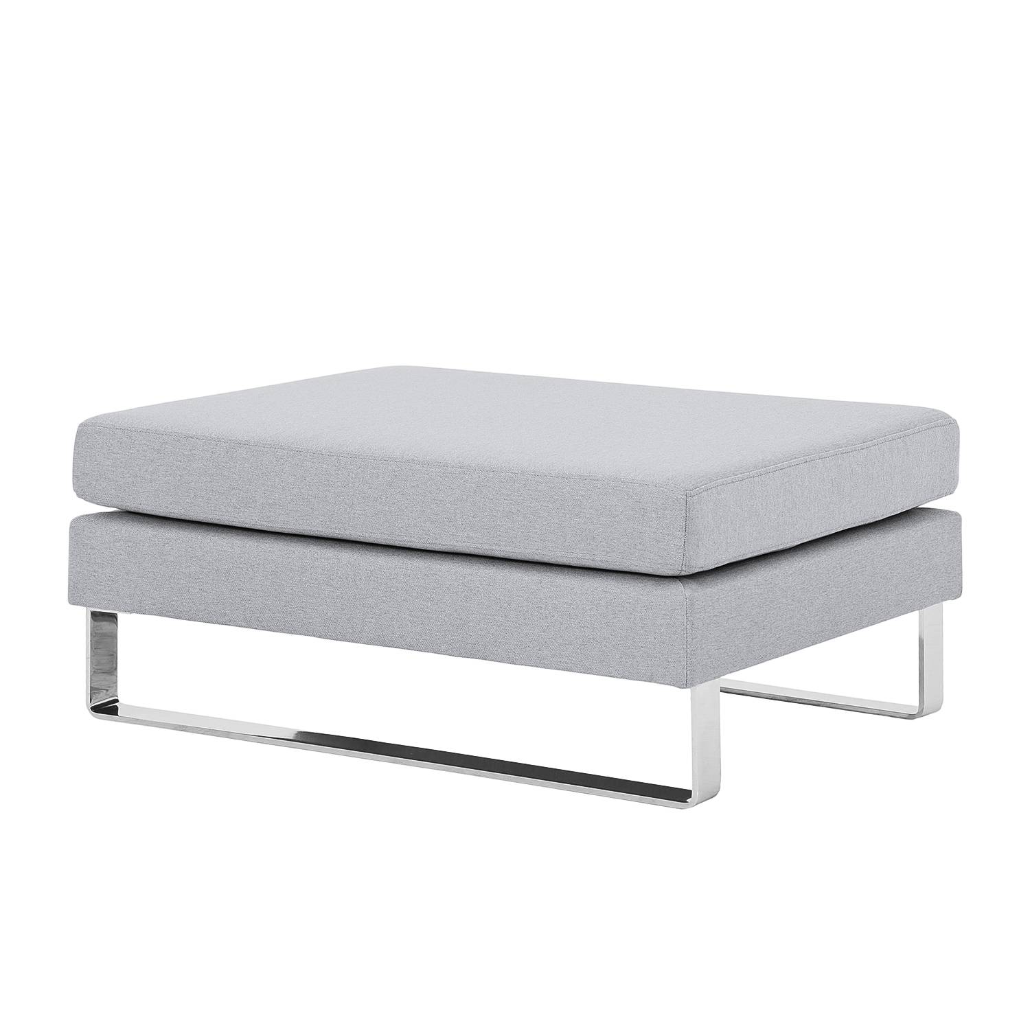 home24 Fredriks Polsterhocker Portobello Hellgrau Webstoff 62x38x85 cm (BxHxT) Modern
