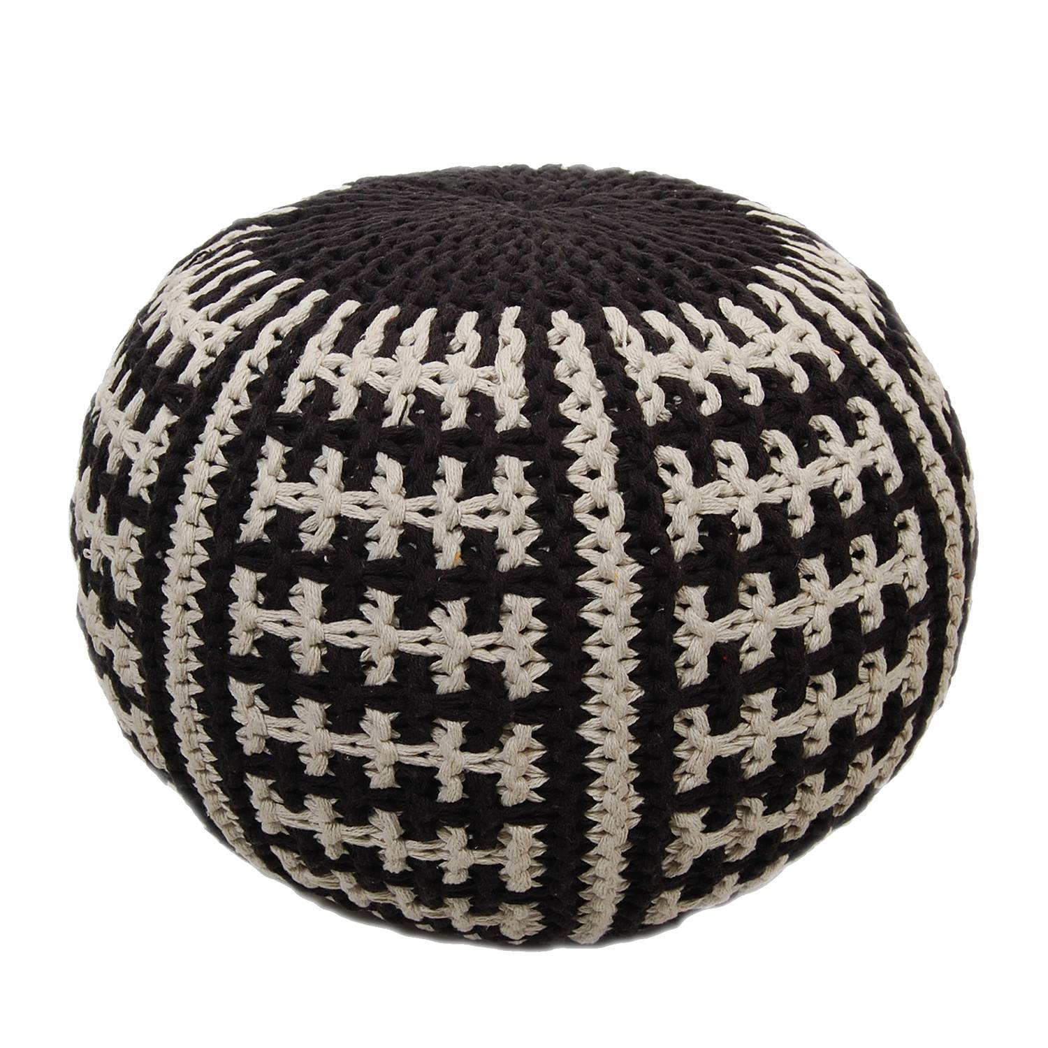 Pouf bobble i baumwollstoff schwarz 4527076