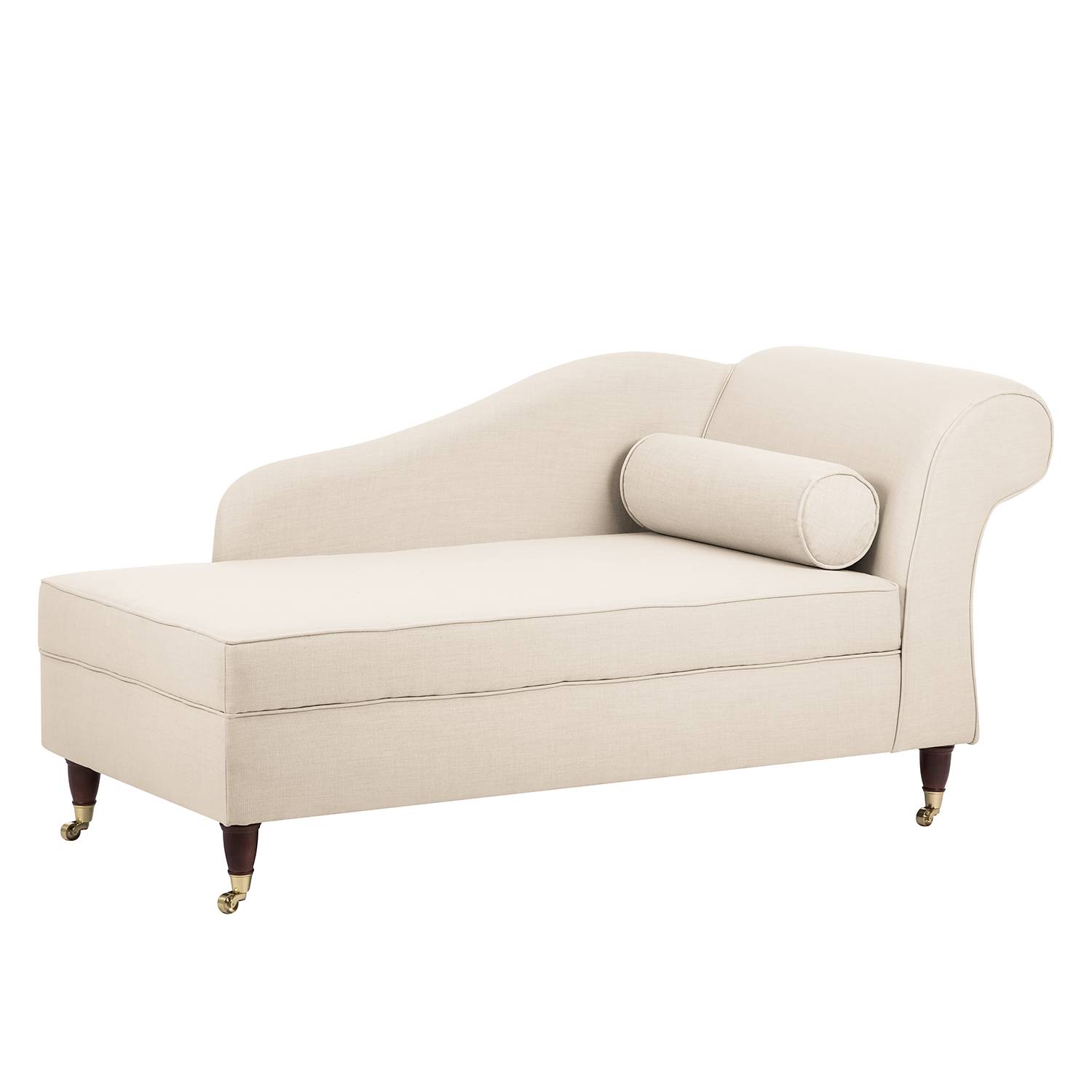 goedkoop Longchair Colmar geweven stof Armleuning vooraanzicht rechts Beige Maison Belfort