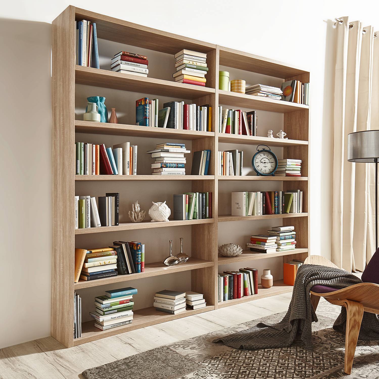 home24 Loftscape Bücherregal Empire Wabenplatte Eiche Sonoma Dekor 241x222x33 cm (BxHxT)