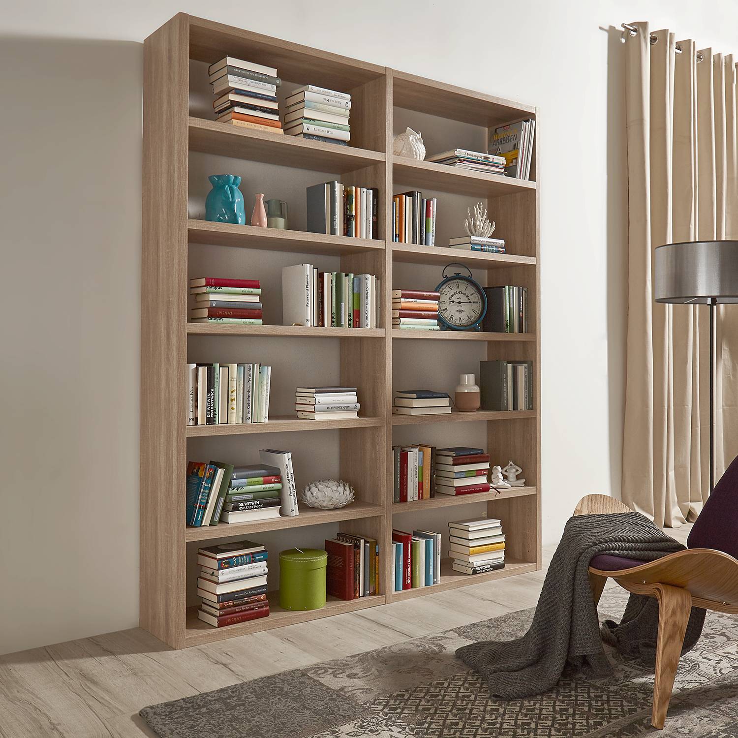 home24 Loftscape Bücherregal Empire Wabenplatte Eiche Sonoma Dekor 185x222x33 cm (BxHxT)
