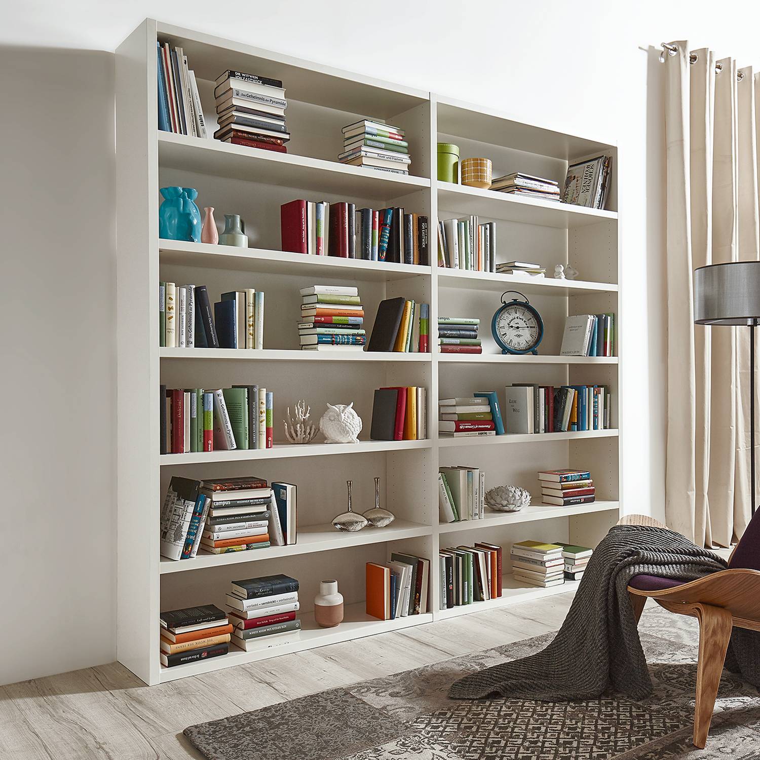 home24 Loftscape Bücherregal Empire Wabenplatte Cremeweiß 241x222x33 cm (BxHxT)