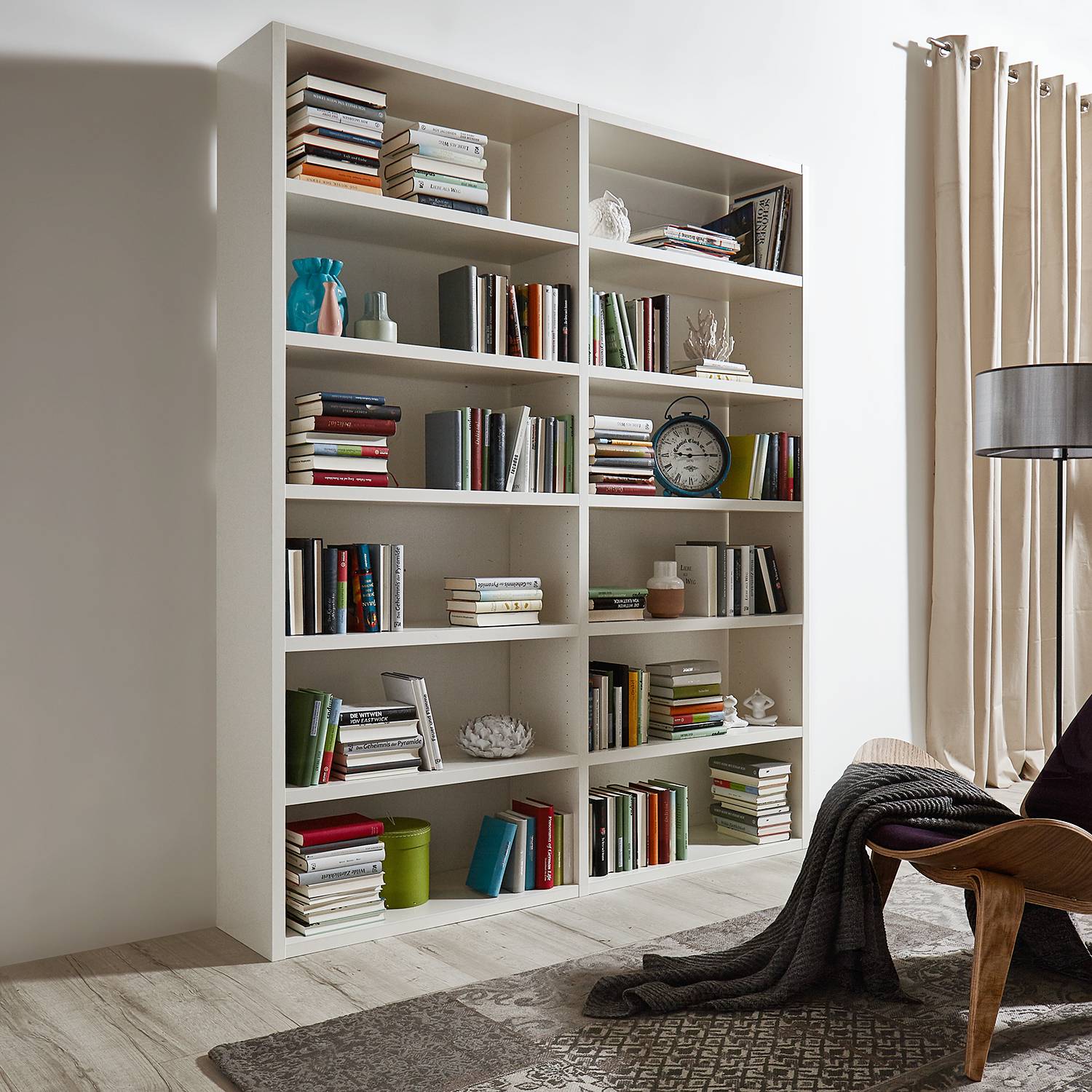 home24 Loftscape Bücherregal Empire Wabenplatte Cremeweiß 185x222x33 cm (BxHxT)