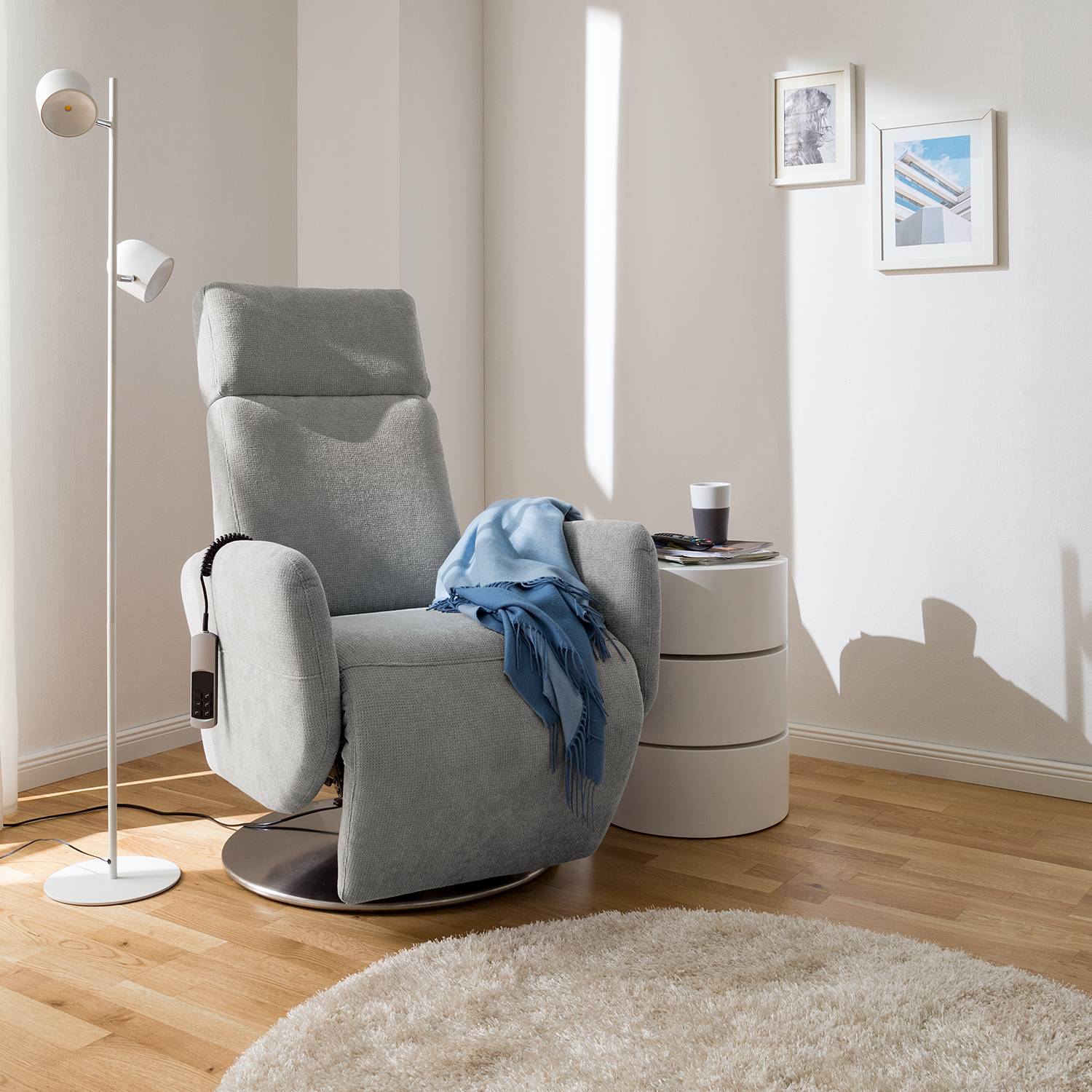 home24 Fredriks Relaxsessel Biar Granit Strukturstoff 71x110x82 cm (BxHxT)