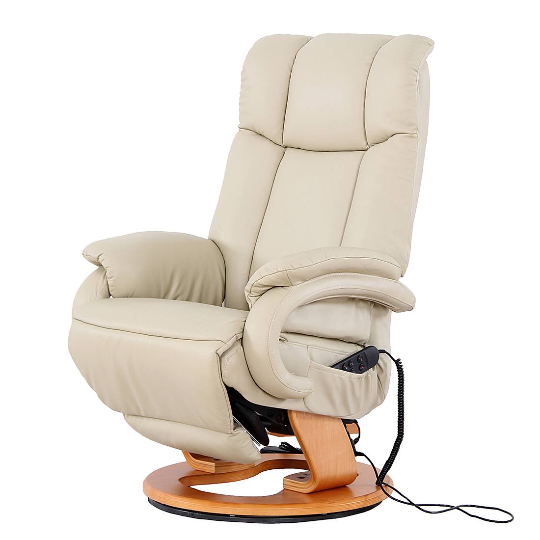 goedkoop Relaxfauteuil Casey echt leer crèmekleurig kunstleer Nuovoform