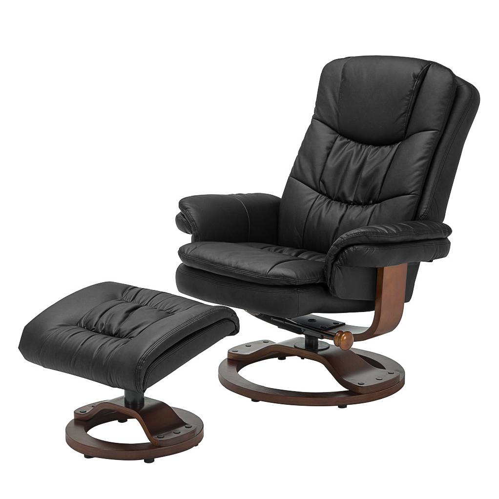 goedkoop Relaxfauteuil Keltern met hocker kunstleer Zwart Nuovoform