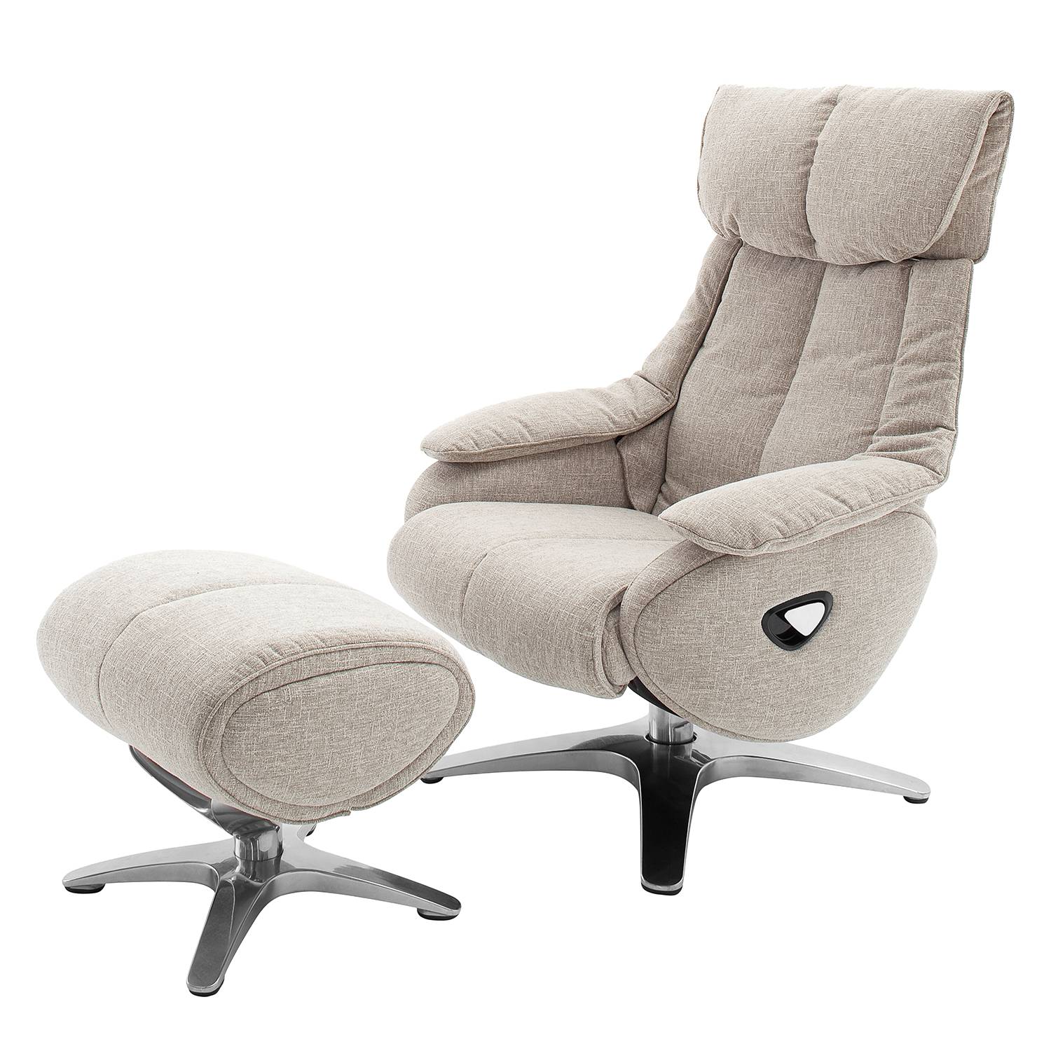 goedkoop Relaxfauteuil Laviron met hocker structuurstof crèmekleurig Fredriks