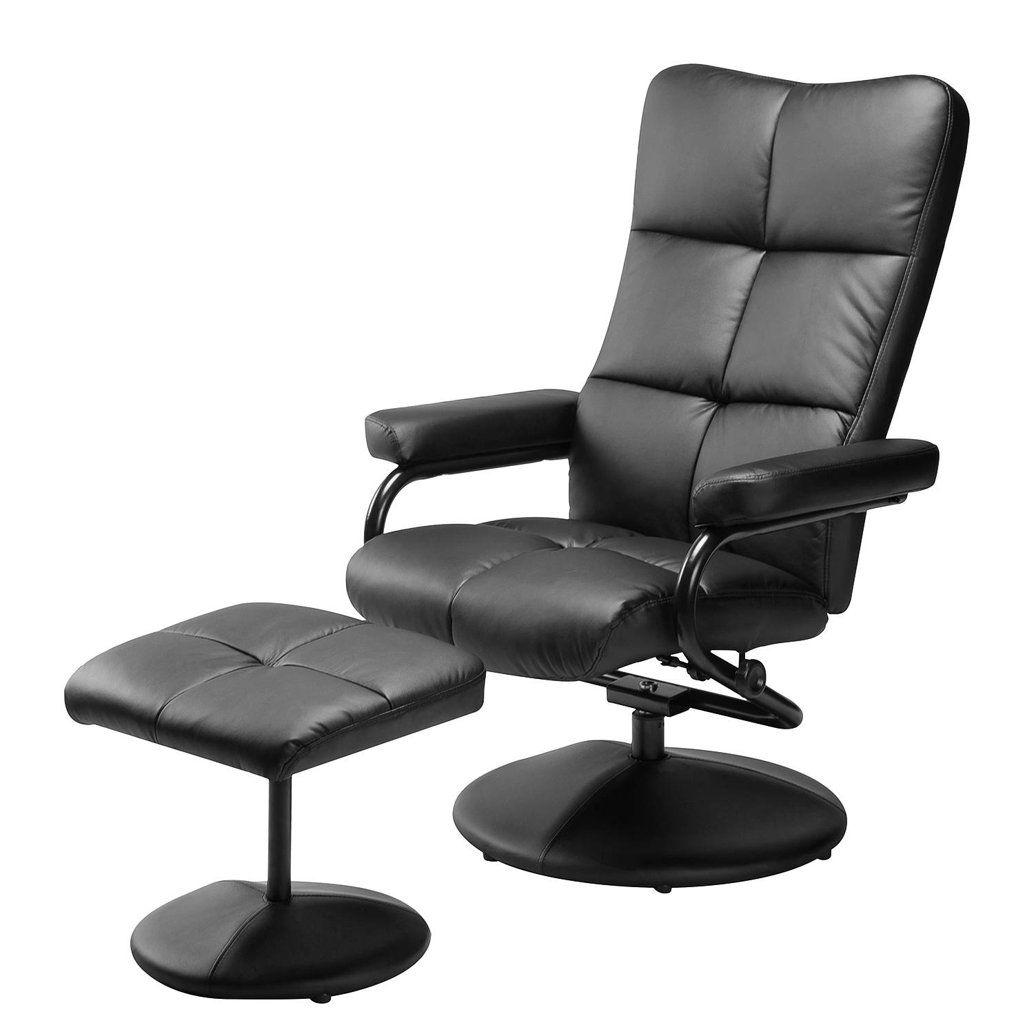 goedkoop Relaxfauteuil Ramberg met hocker kunstleer Zwart Nuovoform