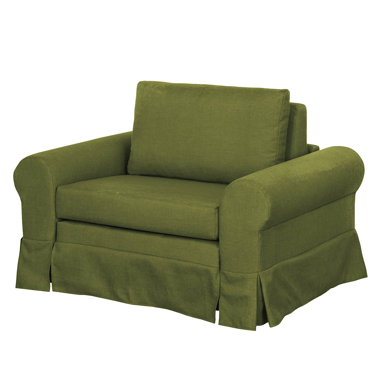 home24 mooved Schlafsessel Latina IV Avocado Webstoff mit Schlaffunktion/Bettkasten 125x90x90 cm (BxHxT)