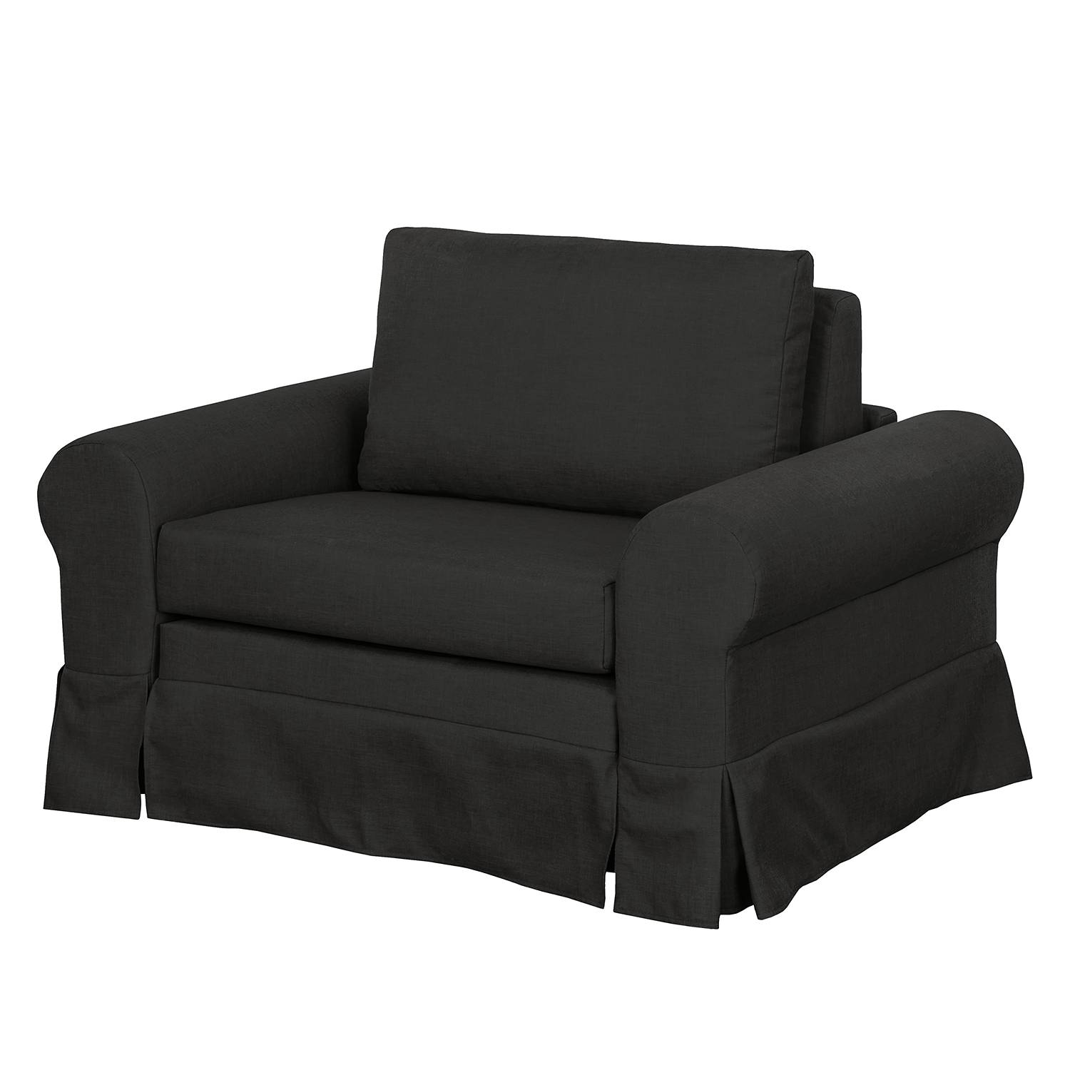 home24 mooved Schlafsessel Latina IV Rauchschwarz Webstoff mit Schlaffunktion/Bettkasten 125x90x90 cm (BxHxT)