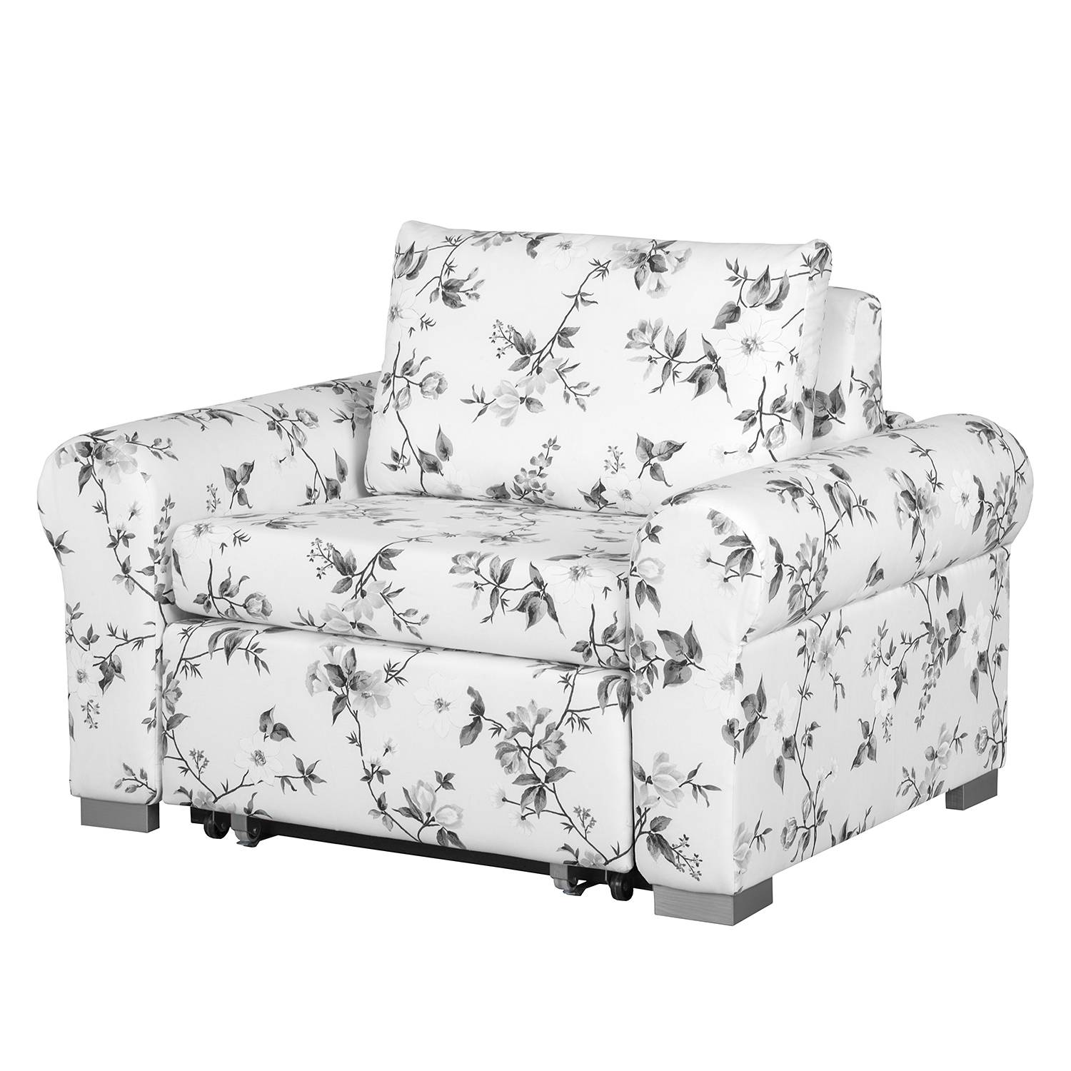 goedkoop Slaapfauteuil Latina VII vlakweefsel gebloemd Wit grijs mooved