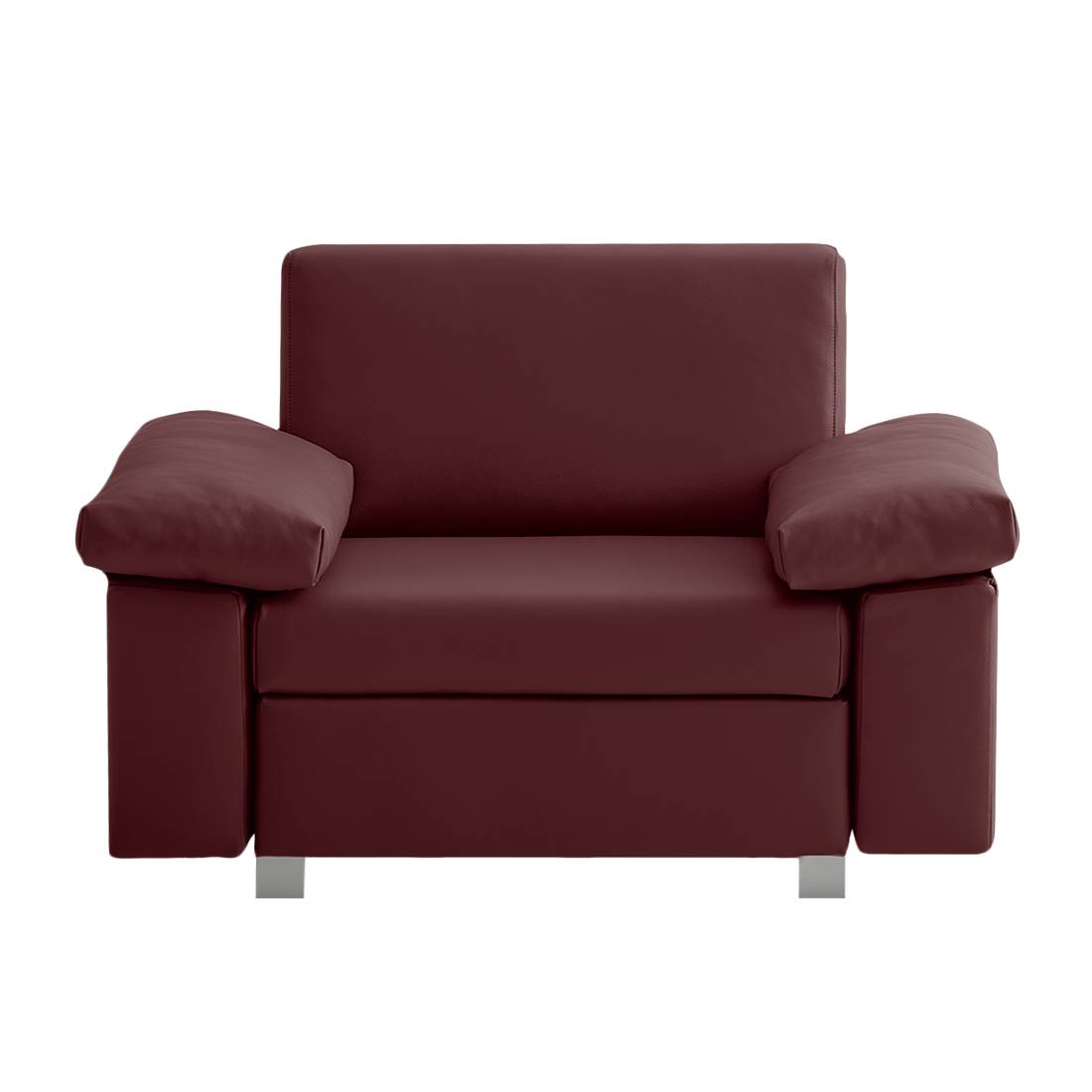 home24 chillout by Franz Fertig Schlafsessel Plaza Bordeaux Echtleder mit Schlaffunktion/Bettkasten 118x78x82 cm (BxHxT)