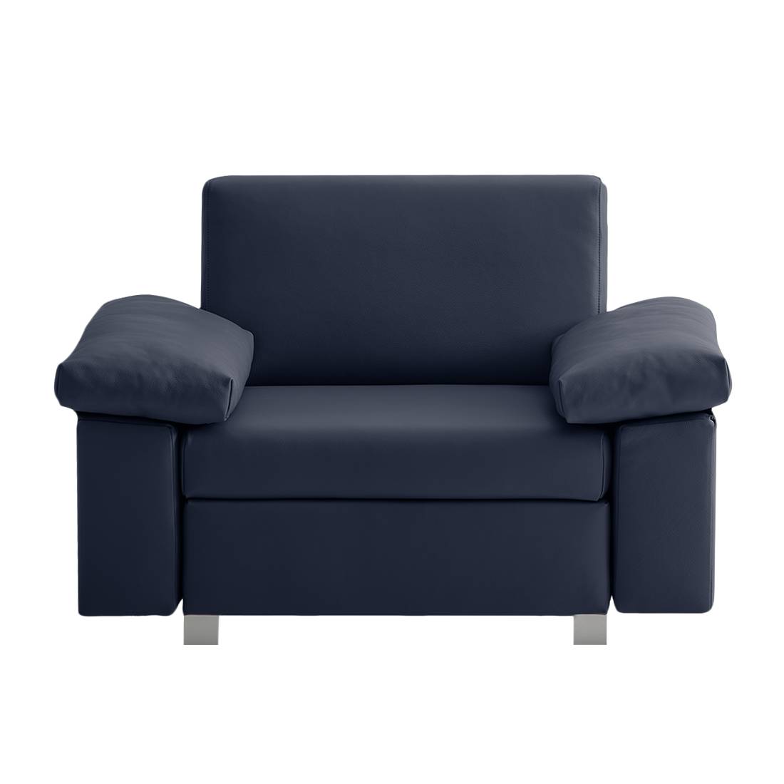 home24 chillout by Franz Fertig Schlafsessel Plaza Dunkelblau Echtleder mit Schlaffunktion/Bettkasten 118x78x82 cm (BxHxT)