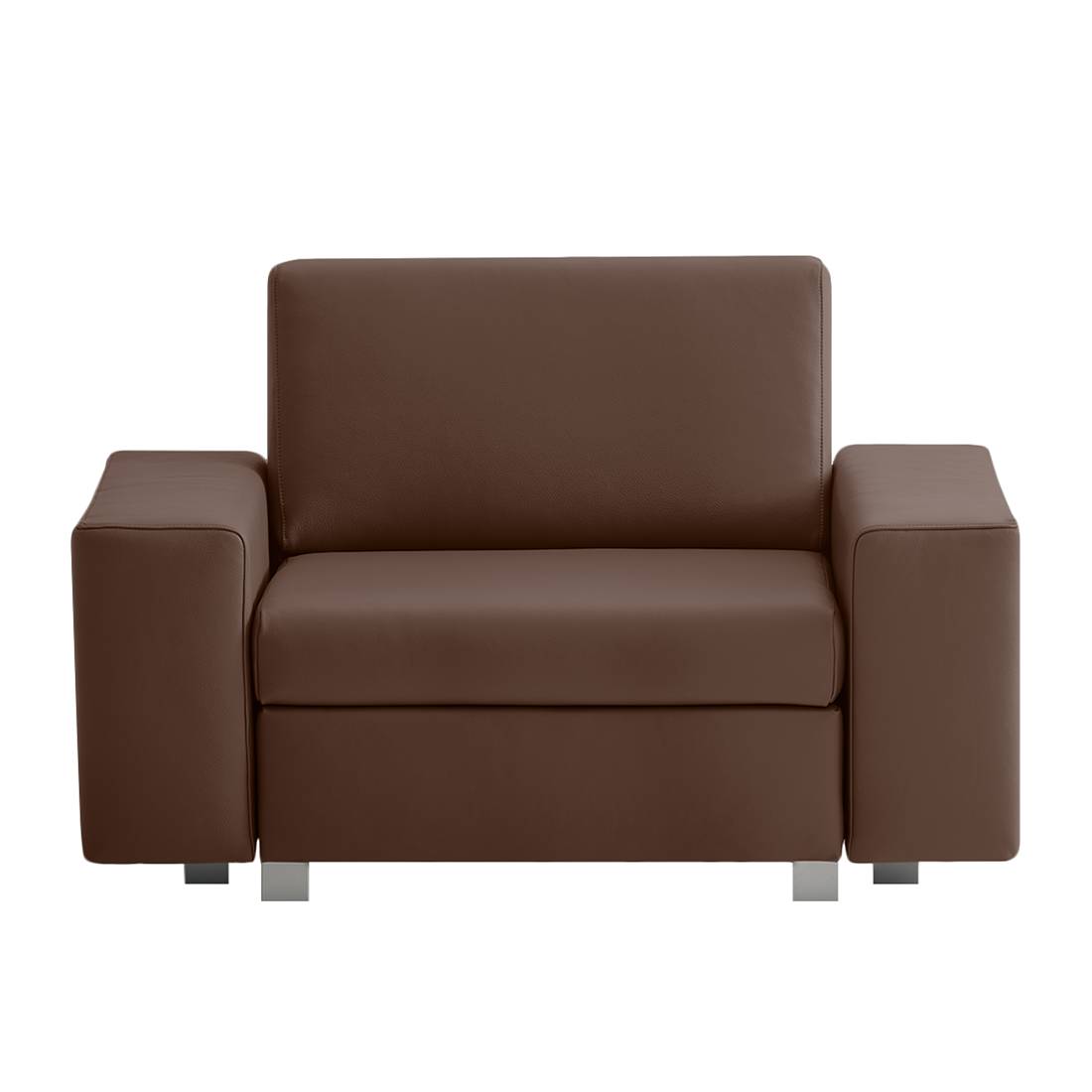 home24 chillout by Franz Fertig Schlafsessel Plaza Espresso Echtleder mit Schlaffunktion/Bettkasten 124x78x82 cm (BxHxT)