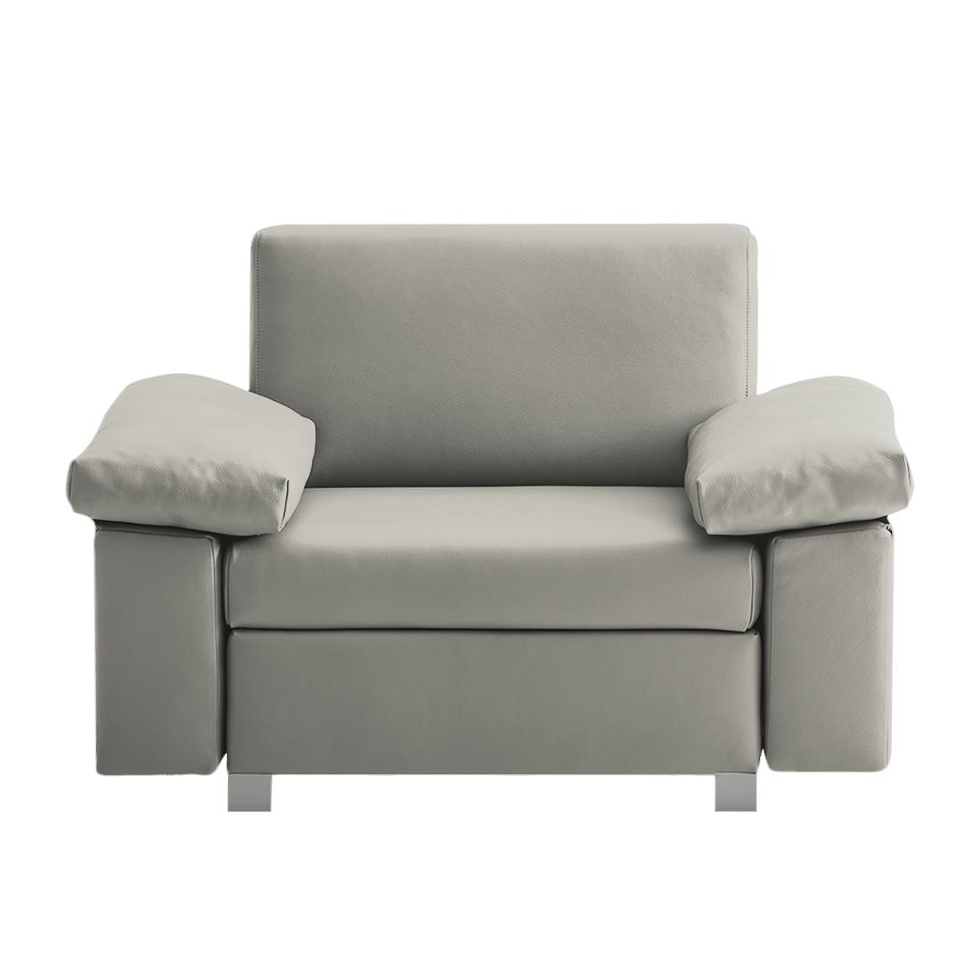 home24 chillout by Franz Fertig Schlafsessel Plaza Grau Echtleder mit Schlaffunktion/Bettkasten 118x78x82 cm (BxHxT)