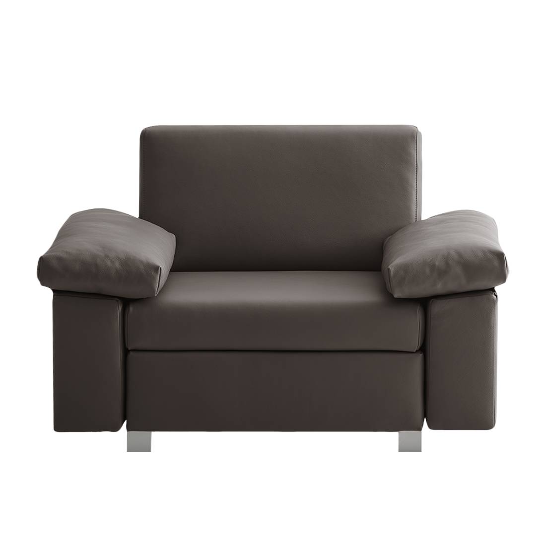 home24 chillout by Franz Fertig Schlafsessel Plaza Kaffeebraun Echtleder mit Schlaffunktion/Bettkasten 118x78x82 cm (BxHxT)