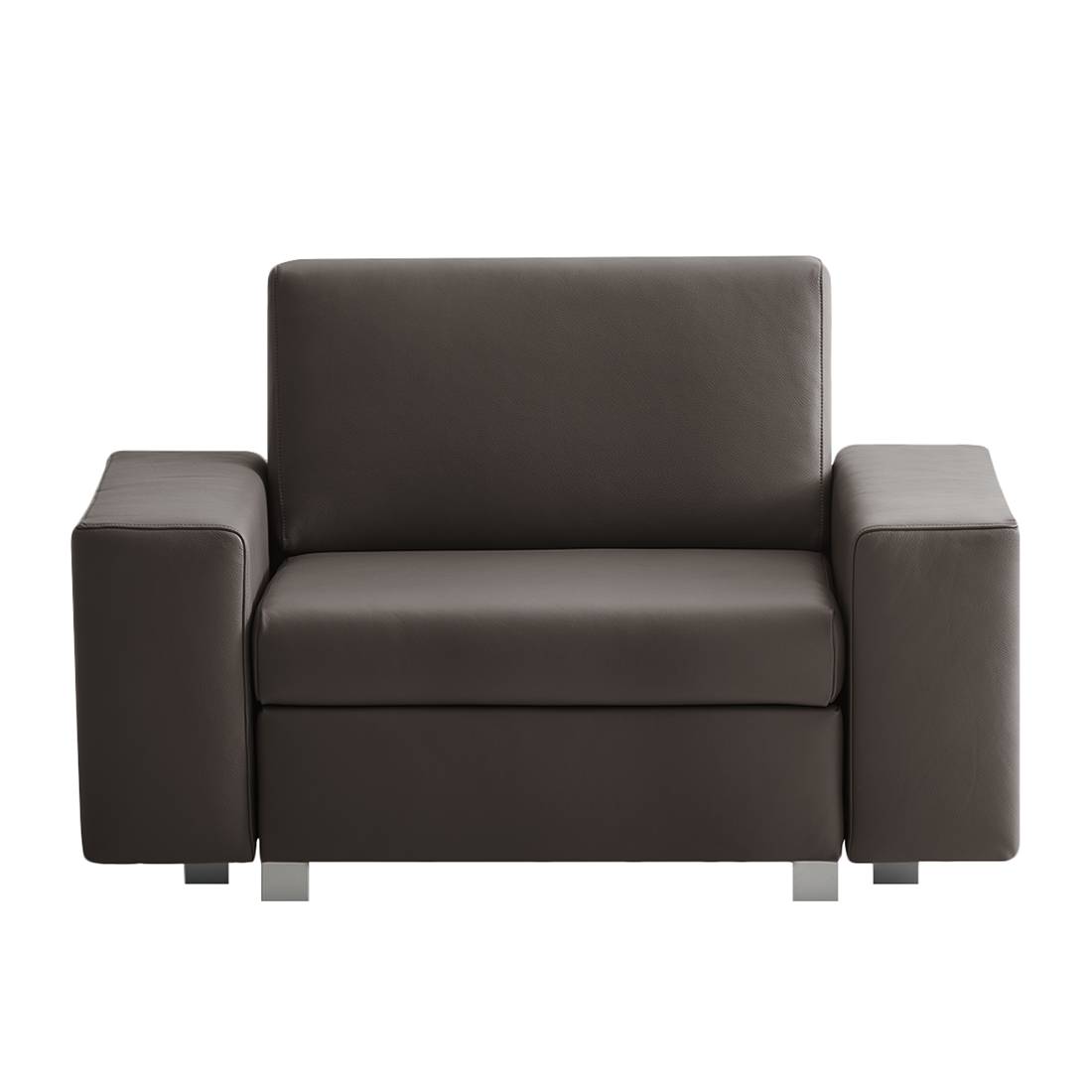 home24 chillout by Franz Fertig Schlafsessel Plaza Kaffeebraun Echtleder mit Schlaffunktion/Bettkasten 124x78x82 cm (BxHxT)