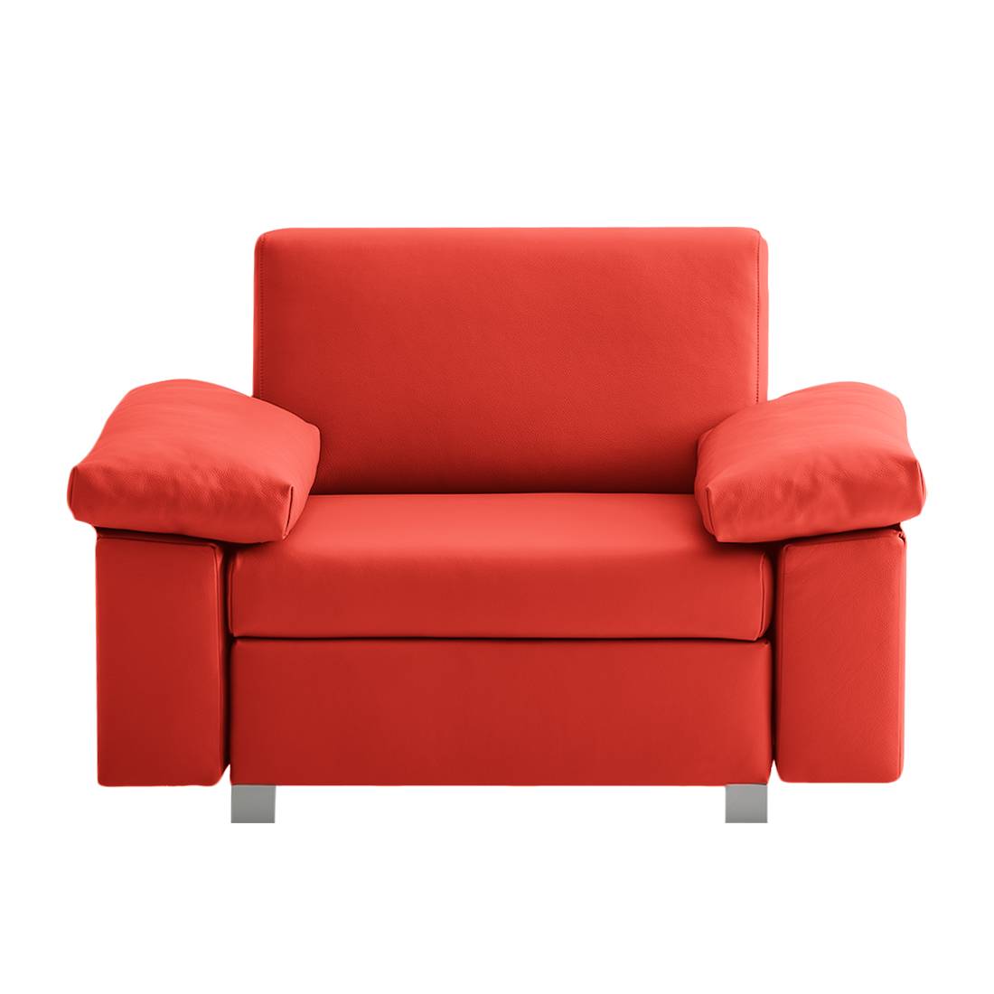 home24 chillout by Franz Fertig Schlafsessel Plaza Rot Echtleder mit Schlaffunktion/Bettkasten 118x78x82 cm (BxHxT)