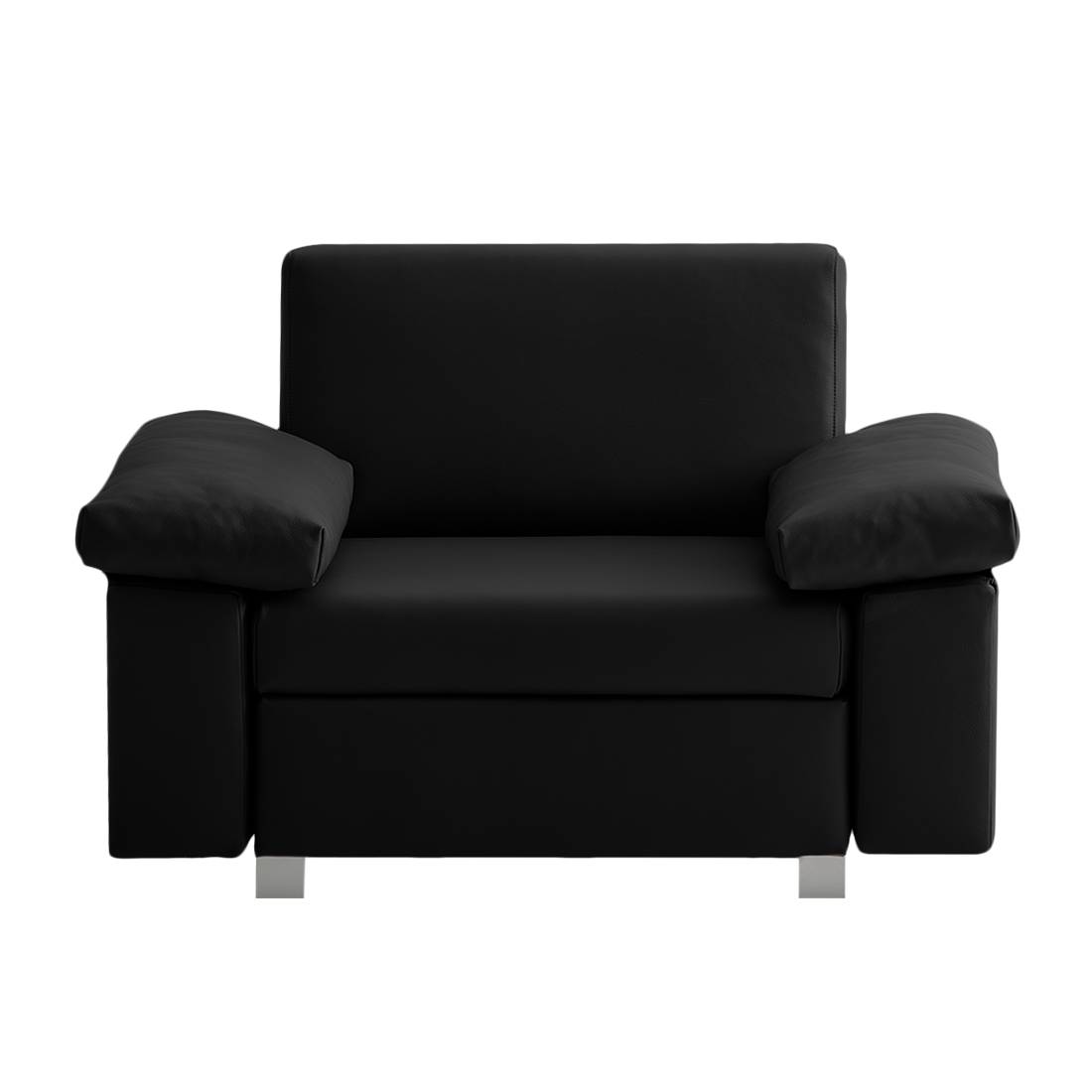 home24 chillout by Franz Fertig Schlafsessel Plaza Schwarz Echtleder mit Schlaffunktion/Bettkasten 118x78x82 cm (BxHxT)