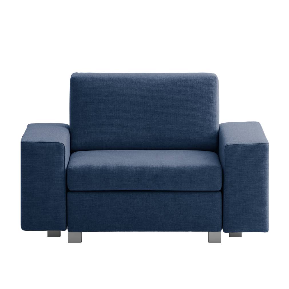 home24 chillout by Franz Fertig Schlafsessel Plaza Blau Webstoff mit Schlaffunktion/Bettkasten 124x78x82 cm (BxHxT)