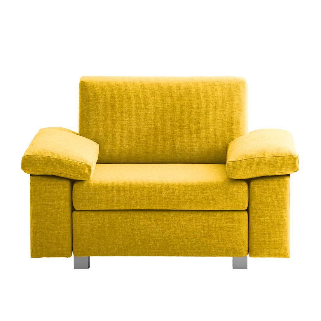 home24 chillout by Franz Fertig Schlafsessel Plaza Gelb Webstoff mit Schlaffunktion/Bettkasten 118x78x82 cm (BxHxT)