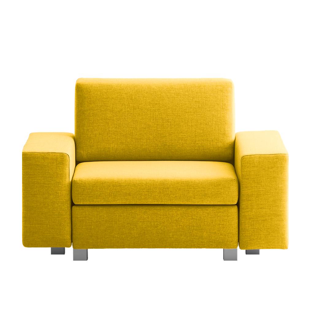 home24 chillout by Franz Fertig Schlafsessel Plaza Gelb Webstoff mit Schlaffunktion/Bettkasten 124x78x82 cm (BxHxT)