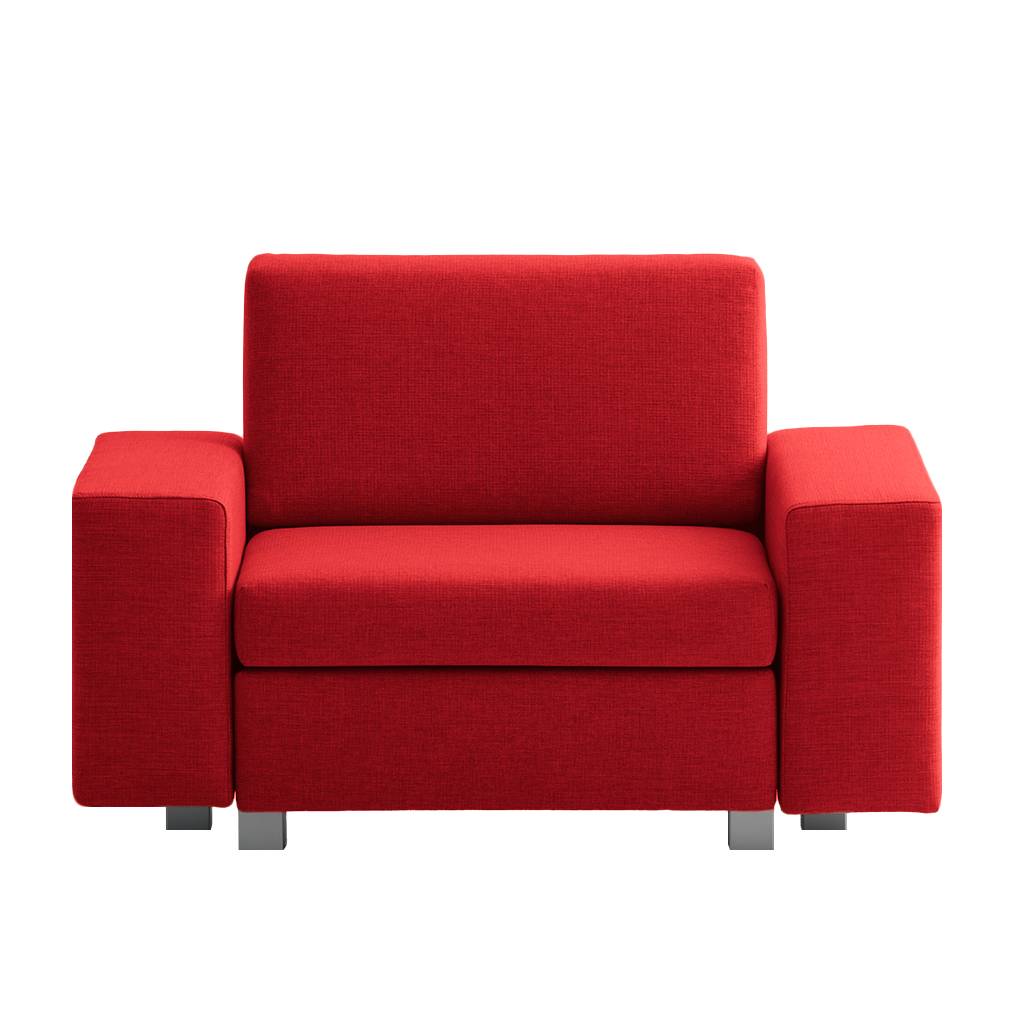 home24 chillout by Franz Fertig Schlafsessel Plaza Rot Webstoff mit Schlaffunktion/Bettkasten 124x78x82 cm (BxHxT)