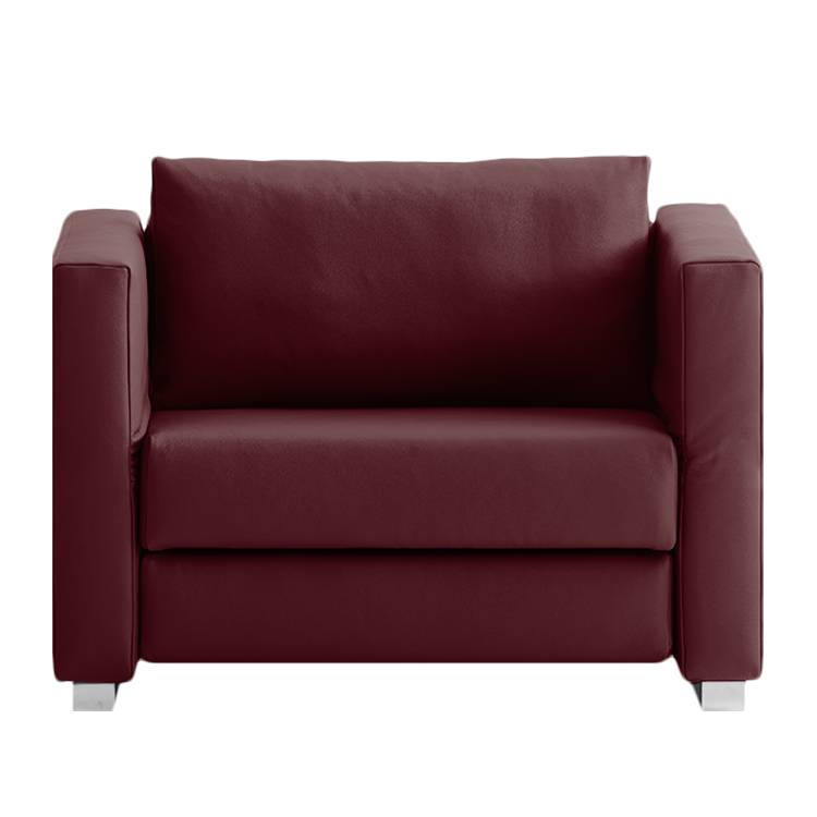 home24 chillout by Franz Fertig Schlafsessel Randa Bordeaux Echtleder mit Schlaffunktion 142x83x87 cm (BxHxT)