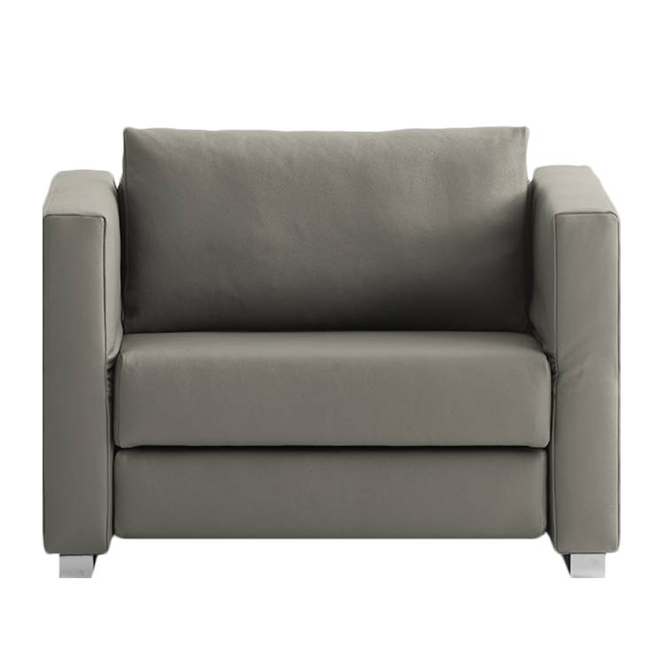 home24 chillout by Franz Fertig Schlafsessel Randa Grau Echtleder mit Schlaffunktion 142x83x87 cm (BxHxT)
