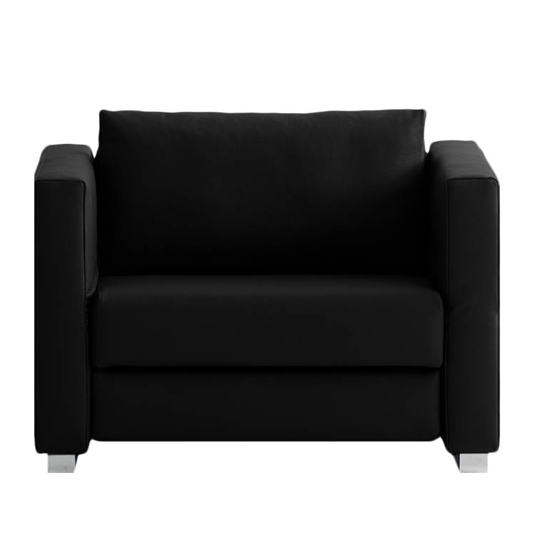 home24 chillout by Franz Fertig Schlafsessel Randa Schwarz Echtleder mit Schlaffunktion 142x83x87 cm (BxHxT)