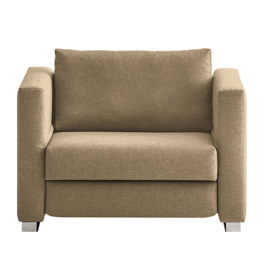 home24 chillout by Franz Fertig Schlafsessel Randa Hellbraun Webstoff mit Schlaffunktion 142x83x87 cm (BxHxT)
