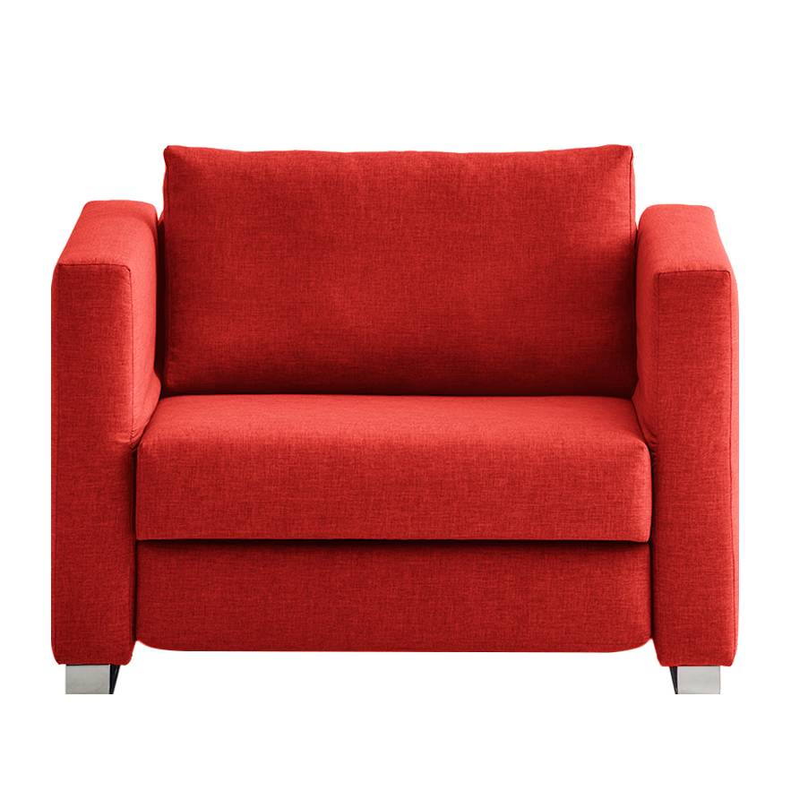 home24 chillout by Franz Fertig Schlafsessel Randa Rot Webstoff mit Schlaffunktion 142x83x87 cm (BxHxT)