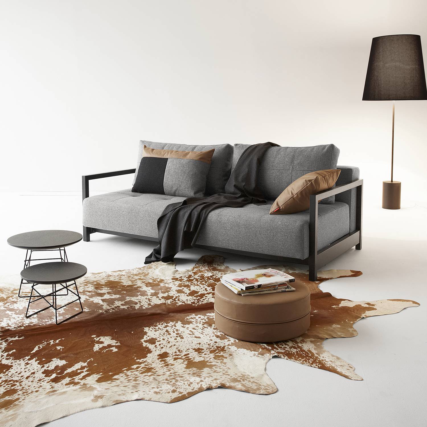 home24 Innovation Möbel Schlafsofa Bifrost Deluxe Grau Webstoff 210x70x162 cm mit Schlaffunktion