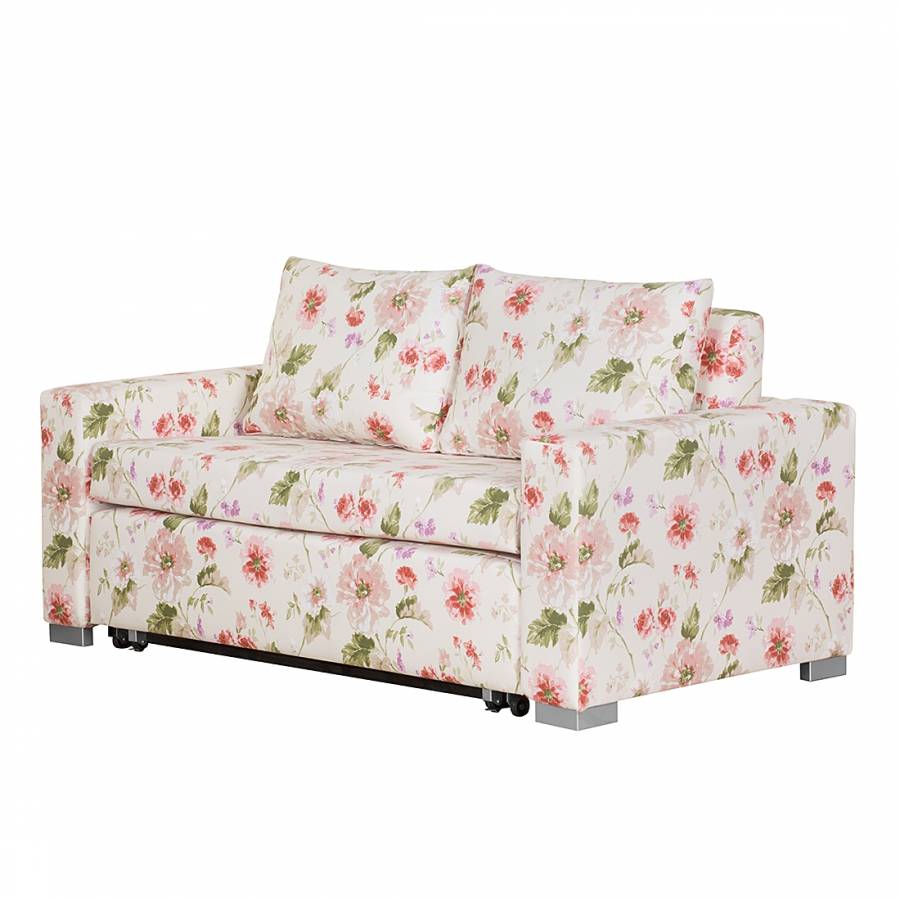 home24 mooved Schlafsofa Latina VIII 2-Sitzer Beige/Lila Webstoff 190x90x90 cm mit Schlaffunktion und Bettkasten