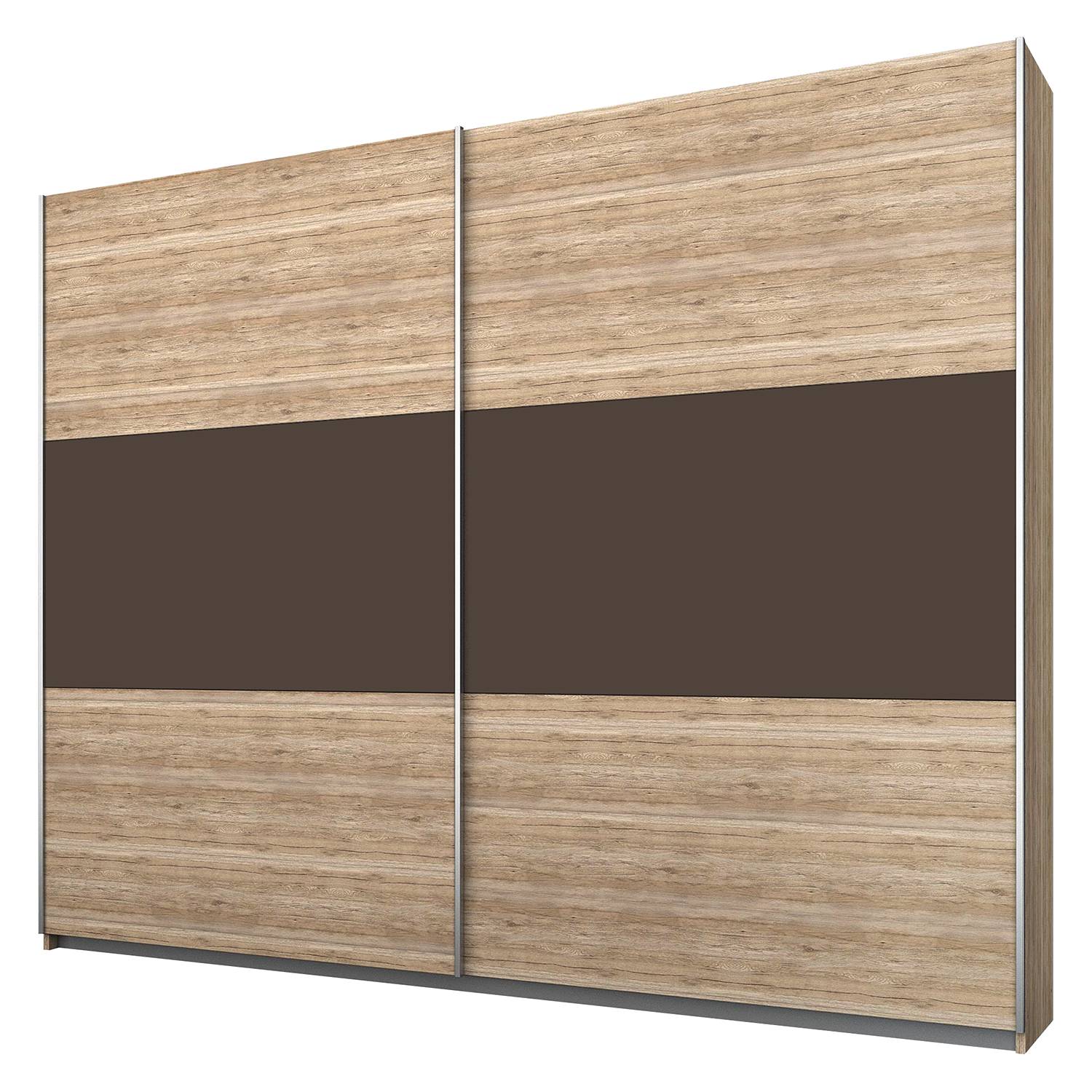 goedkoop Schuifdeurkast Borba Lichte San Remo eikenhouten look lavasteenkleurig 175cm 2 deurs Rauch Packs