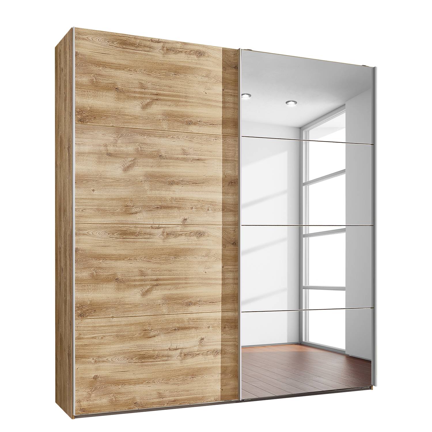 goedkoop Zweefdeurkast London eikenhouten planken look 180cm 2 deurs Wimex