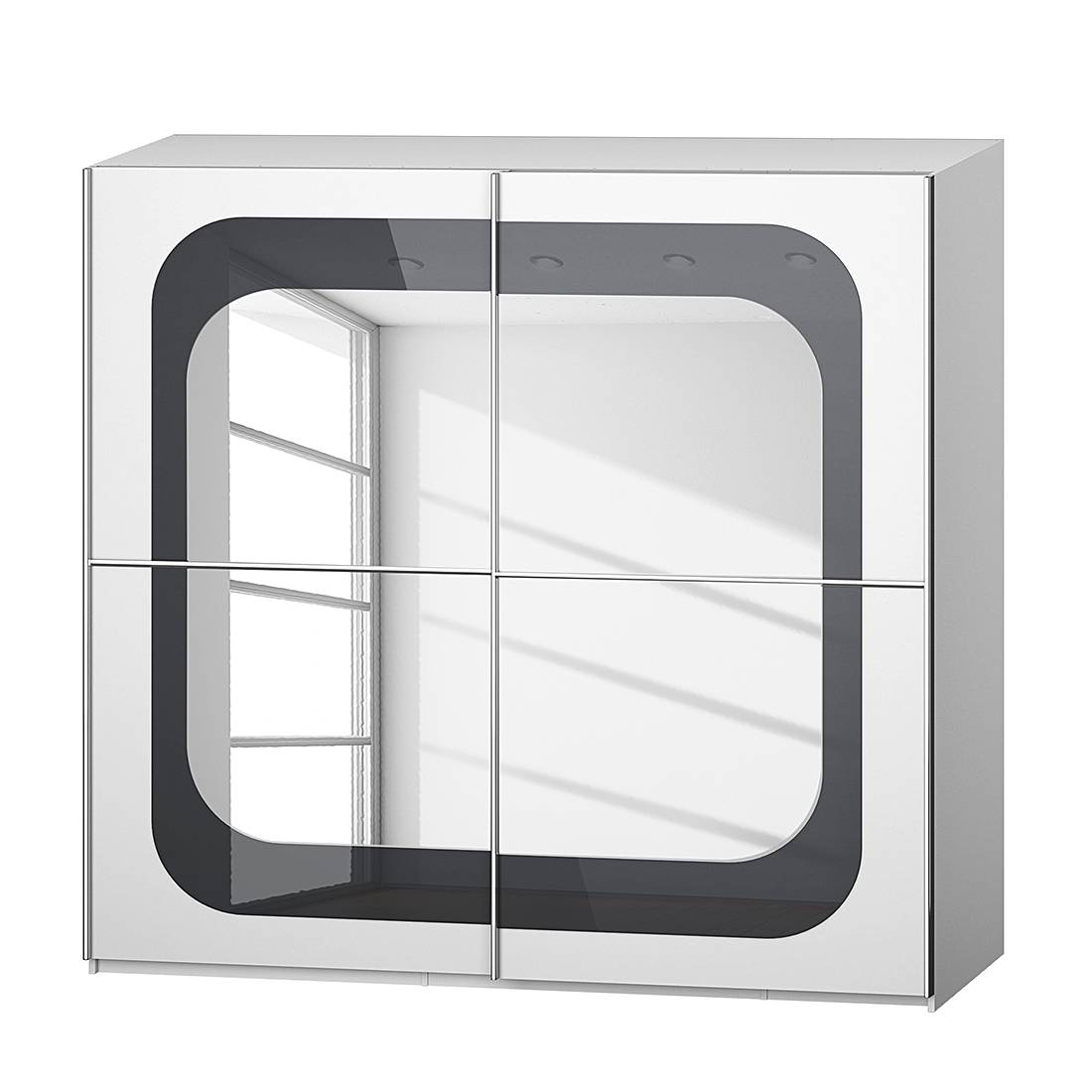 goedkoop Schuifdeurkast Lumos Alpinewit basaltkleurig glas 226cm 2 deurs 236cm Rauch Dialog
